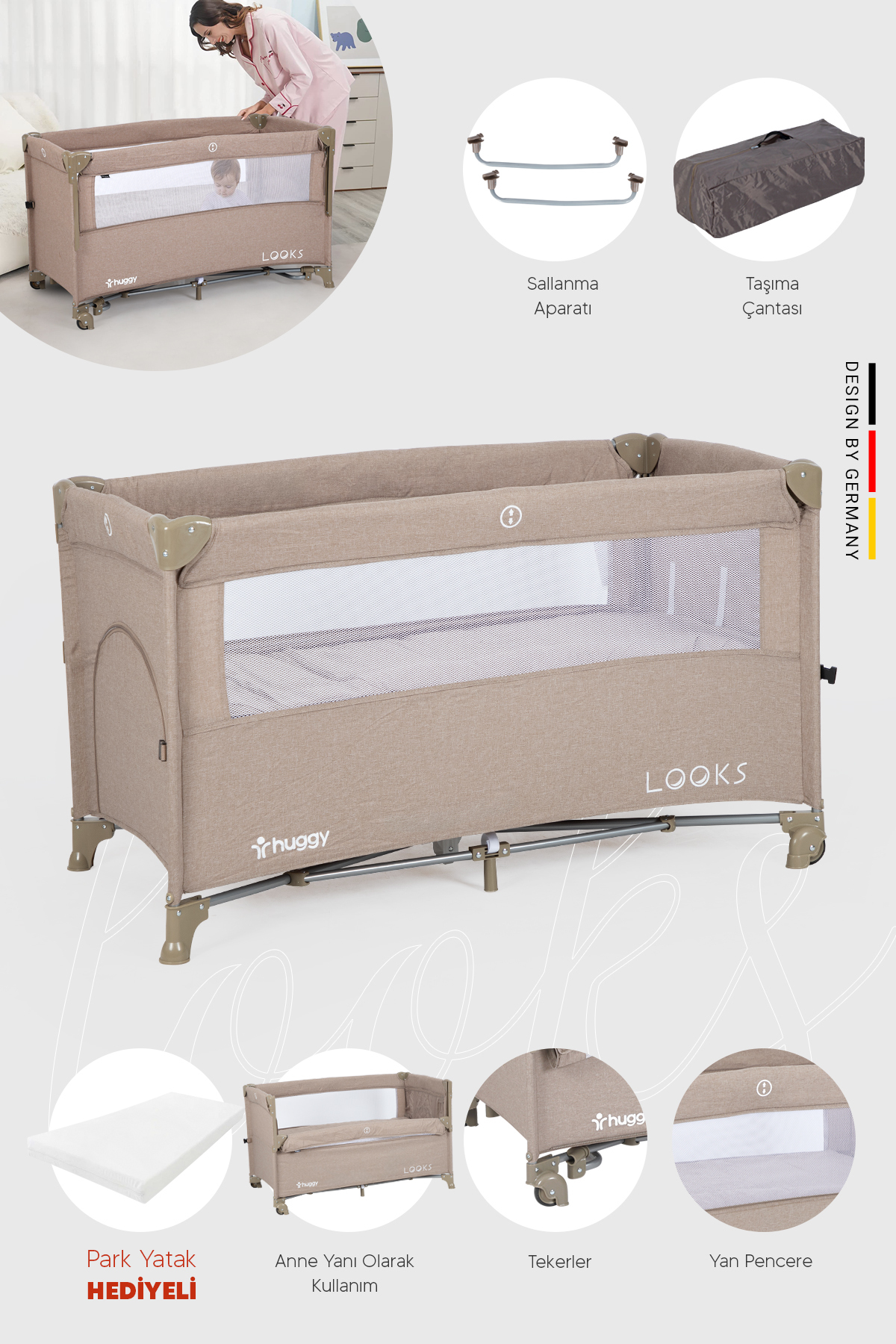 Huggy Looks 5 In 1 Anne Yani Park Yatak Oyun Parkı+yatak 60x120