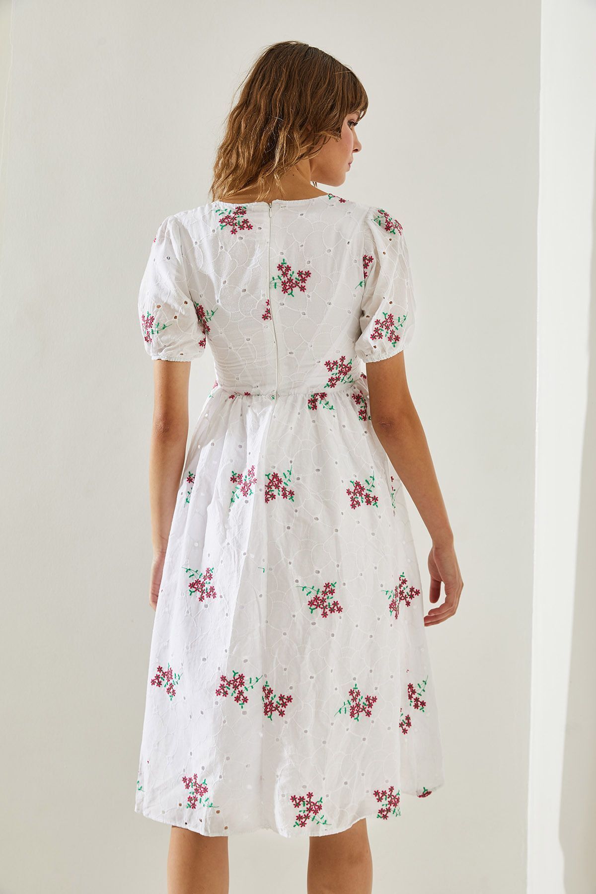 Bianco Lucci-Women's Laced Lined Short Sleeve 5863 Dress -60251421 3