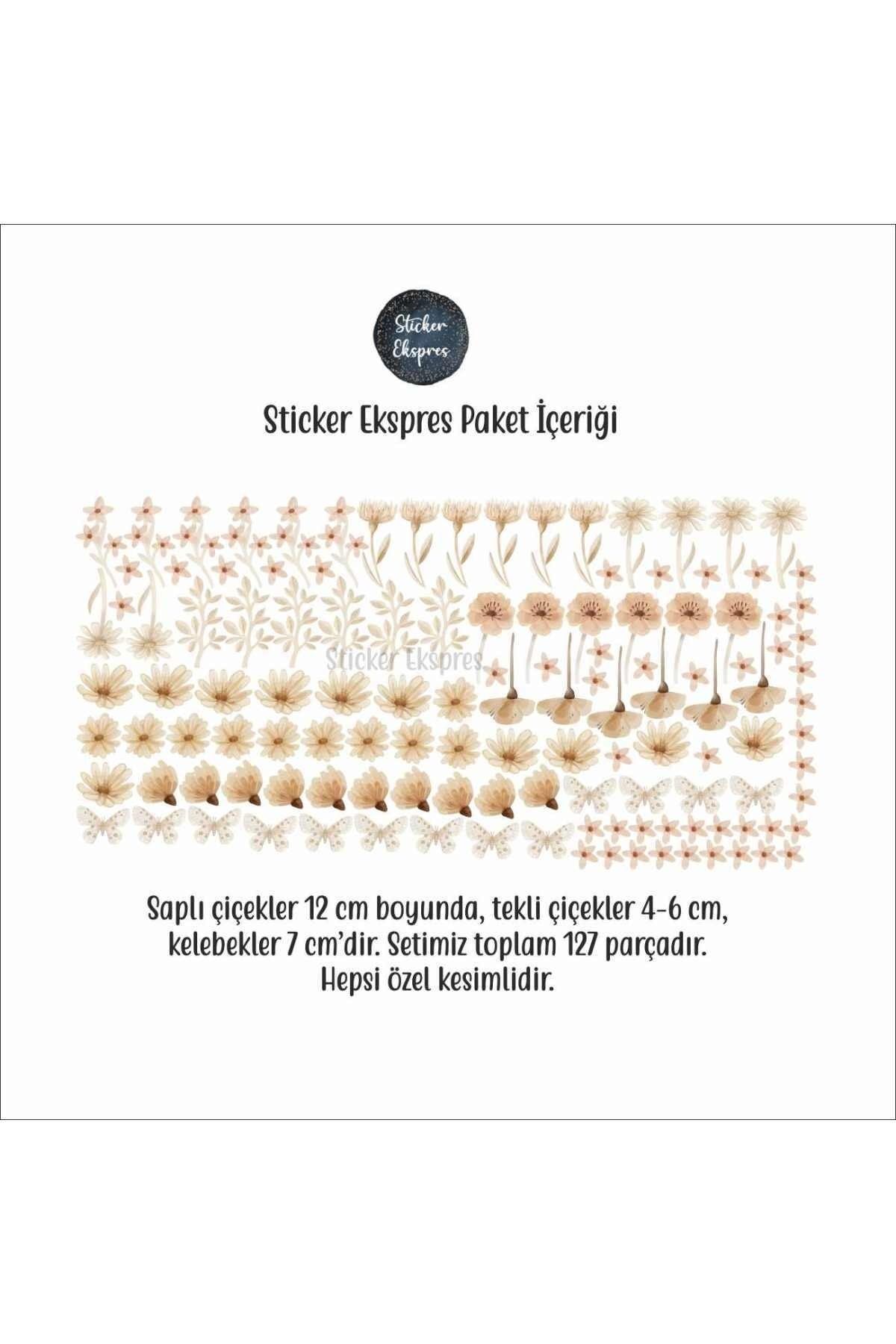 Sticker Ekspres Pastel Boho Çiçekler Duvar Sticker Seti fotoğrafı 3 (önizleme)