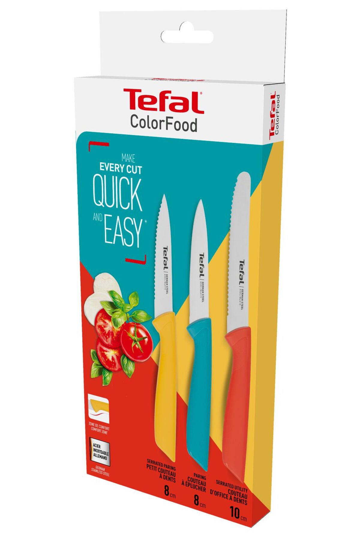 TEFAL Colorful Colorfood 3-Piece Peeling and Multi-Purpose Knife Set