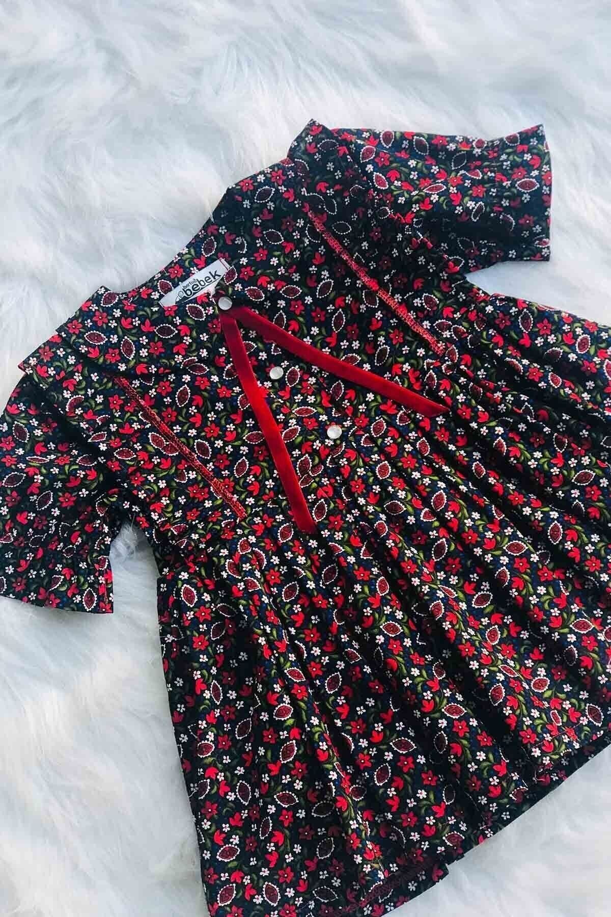 Bertuğ Bebek-Rochie din bumbac pentru bebelusi cu guler pentru bebelusi cu imprimeu floral de toamna 2