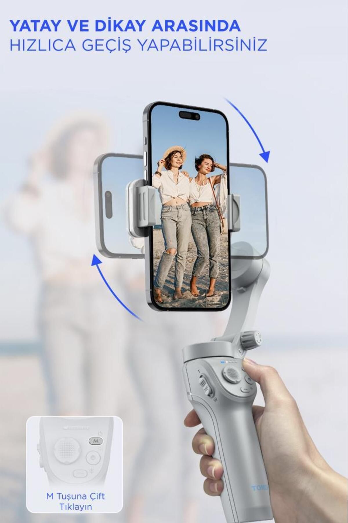 P01 Gri Çok Amaçlı Gimbal Özellikli Tripod Selfie Çubuğu