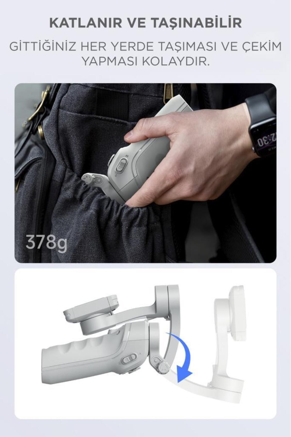 P01 Gri Çok Amaçlı Gimbal Özellikli Tripod Selfie Çubuğu