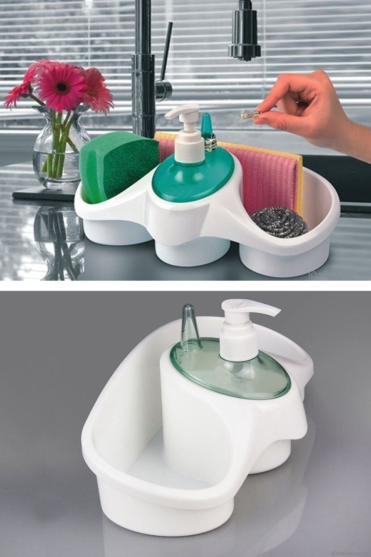 Practical Soap Dispenser with Sponge Bowl Kitchen Dish Soap Dispenser and Sponge Holder