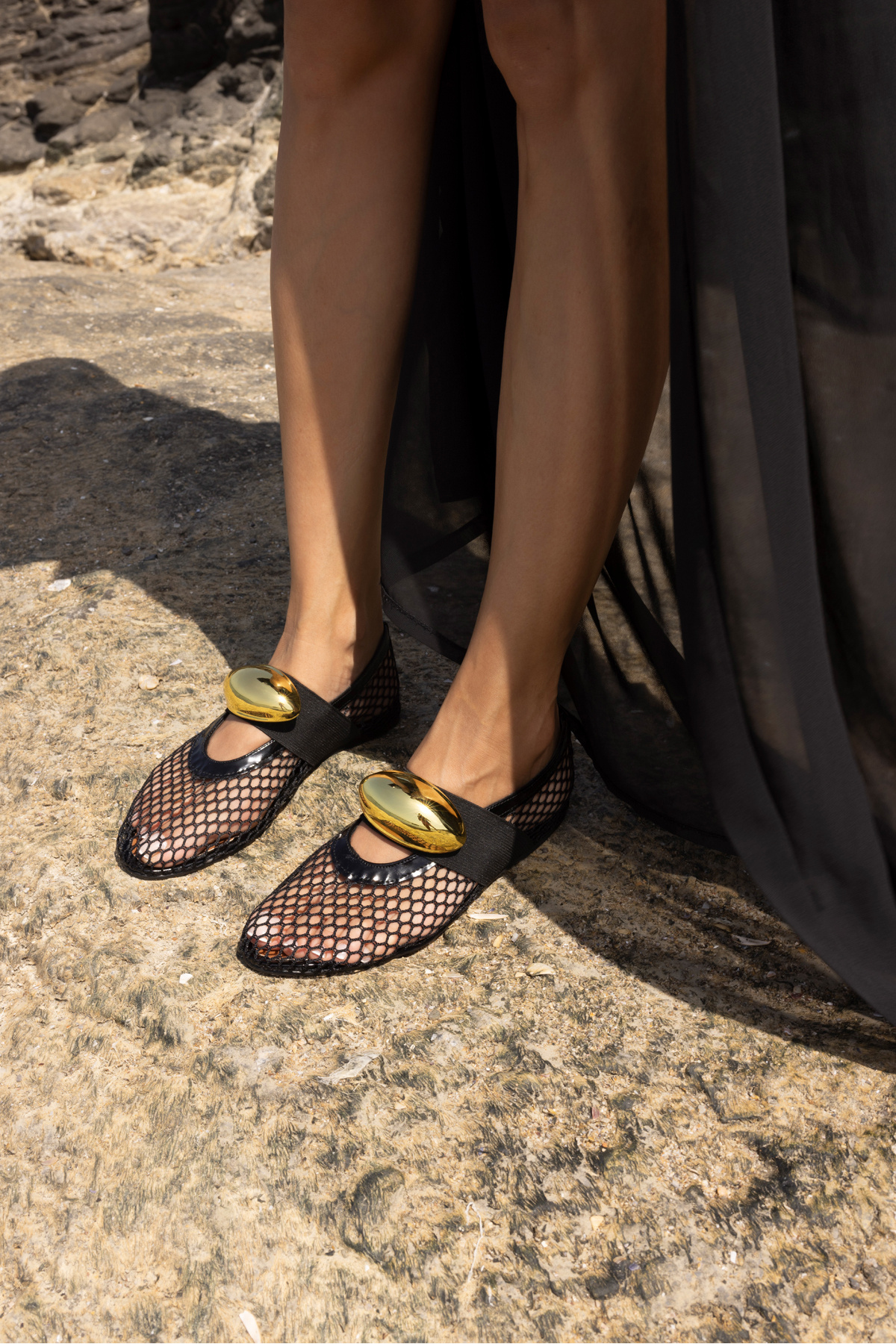 ANGELİNA JONES  MUSİALA KADIN SİYAH FİLE GOLD DETAY İTHAL AKSESUAR BABET - Görsel 7