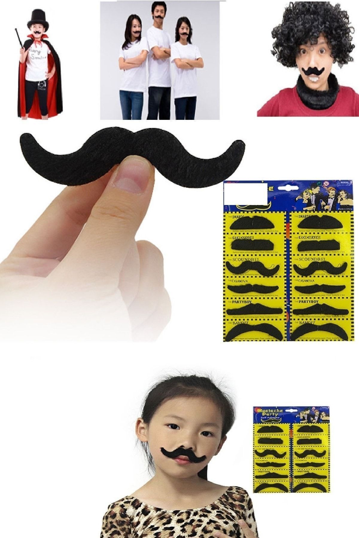 RELATOS 12li yapışkanlı takma bıyık seti Kostüm partisi cadılar bayramı sahte bıyık festivali parti tiyatro