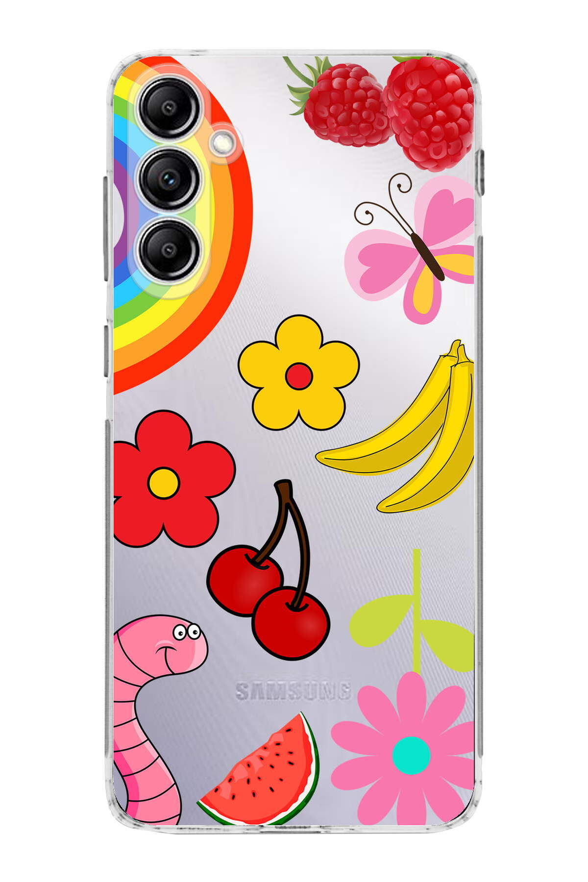 Samsung Galaxy A24 ile Uyumlu Water Color 5  Kamera Korumalı Şeffaf  Kılıf