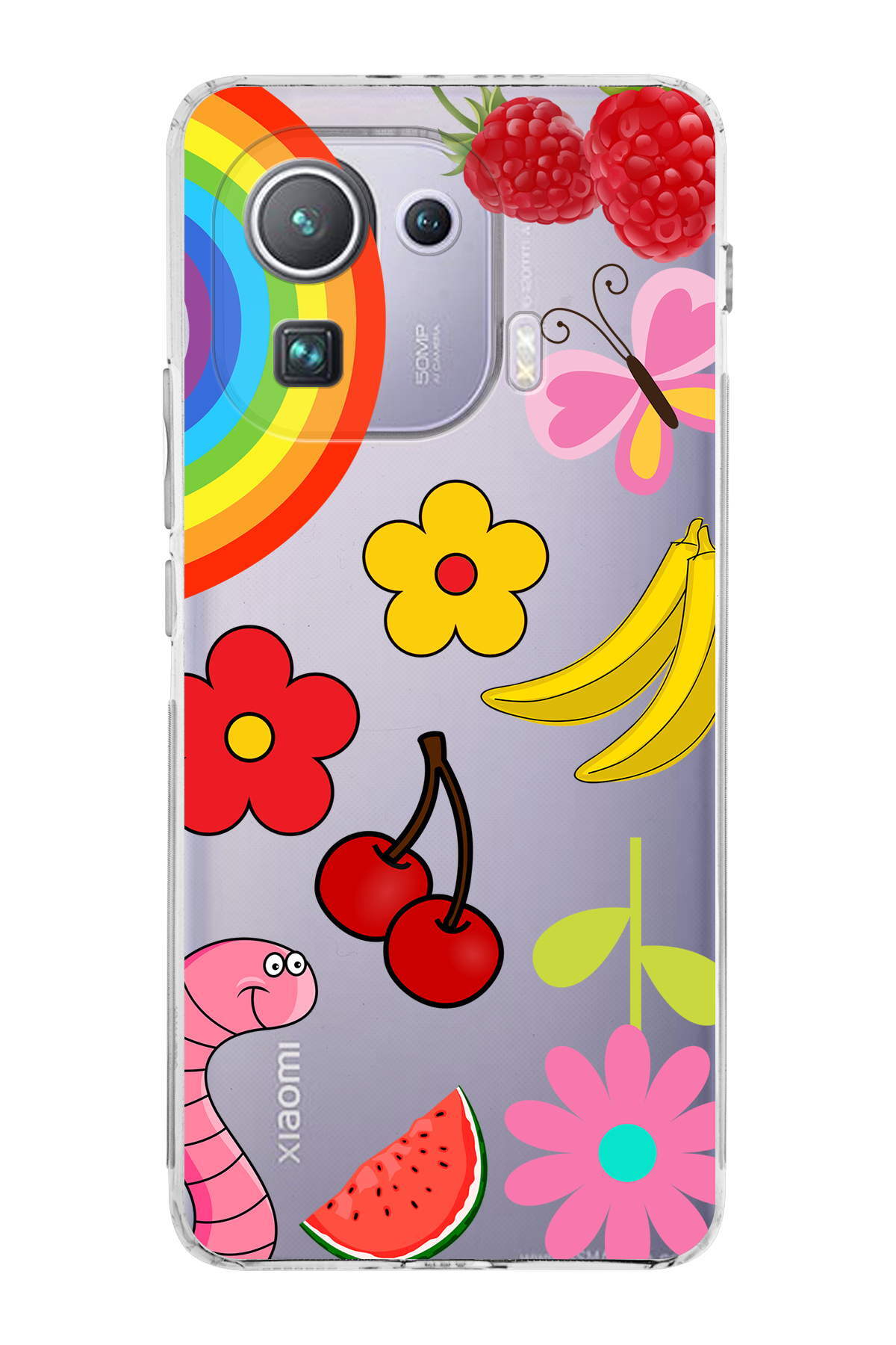 Xiaomi Mi 11 Pro ile Uyumlu Water Color 5  Kamera Korumalı Şeffaf  Kılıf