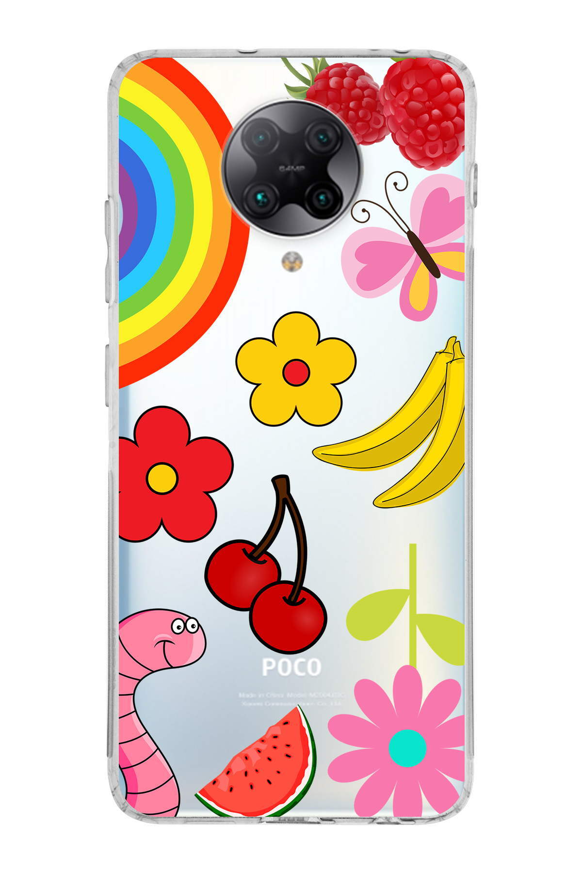 Poco F2 Pro ile Uyumlu Water Color 5  Kamera Korumalı Şeffaf  Kılıf