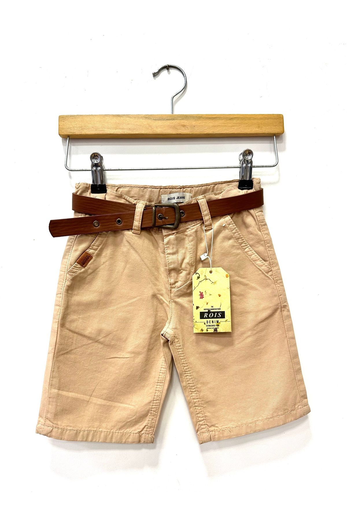 rois kids Pantaloni Scurți Bej Pentru Bărbați - Design Cu Centură Masculin - 13 years