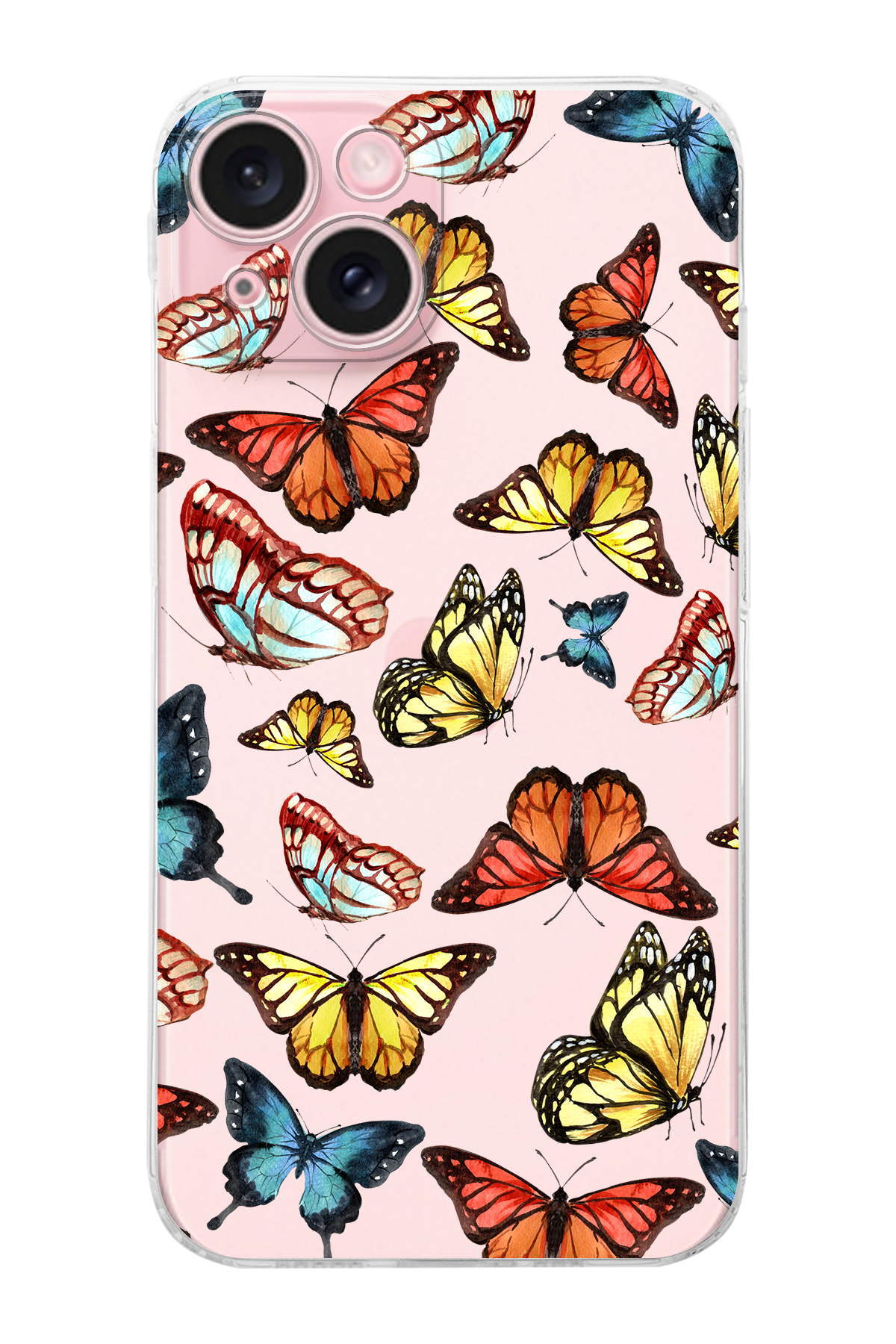 iPhone 15 ile Uyumlu Water Color 2  Kamera Korumalı Şeffaf  Kılıf