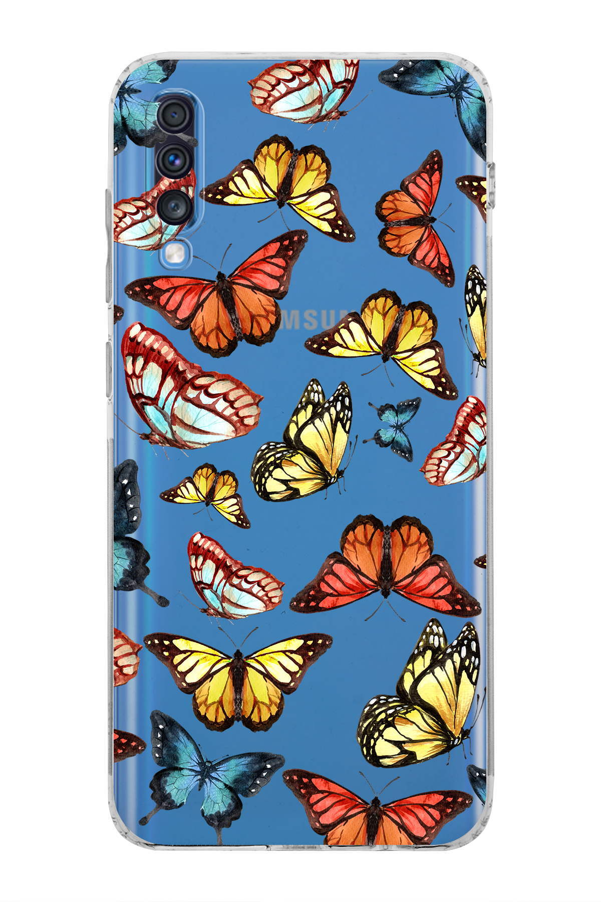 Samsung Galaxy A70S ile Uyumlu Water Color 2  Kamera Korumalı Şeffaf  Kılıf