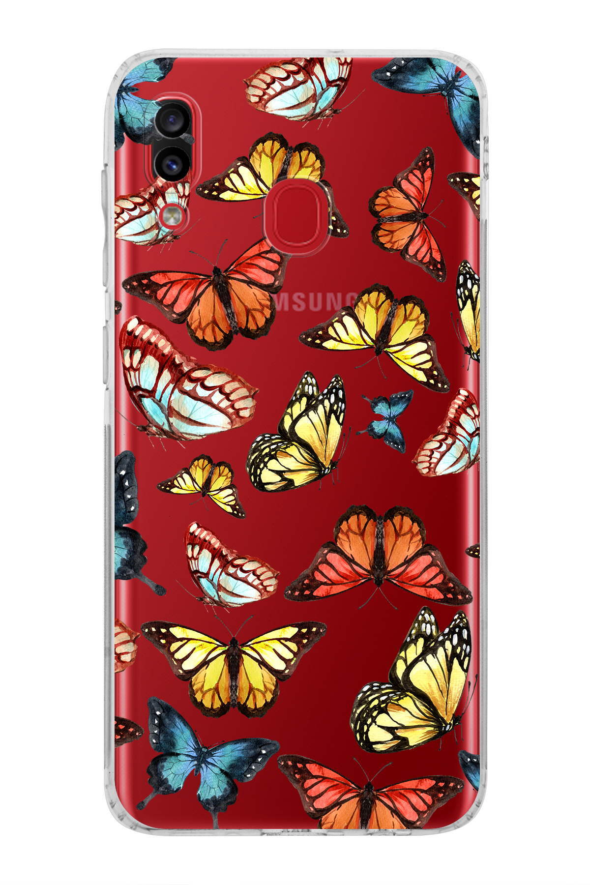 Samsung Galaxy A30 ile Uyumlu Water Color 2  Kamera Korumalı Şeffaf  Kılıf