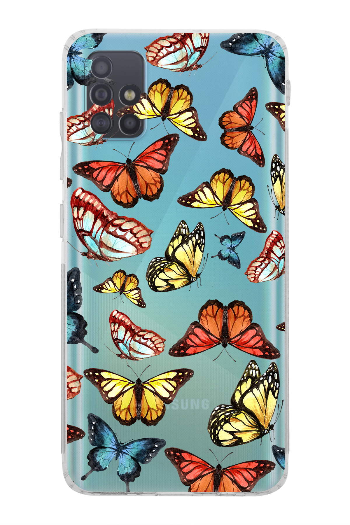 Samsung Galaxy A51 ile Uyumlu Water Color 2  Kamera Korumalı Şeffaf  Kılıf