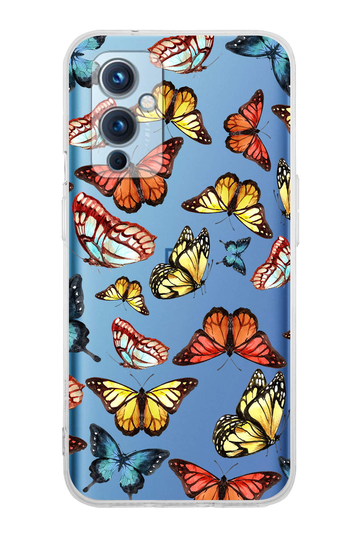 One Plus 9 ile Uyumlu Water Color 2  Kamera Korumalı Şeffaf  Kılıf
