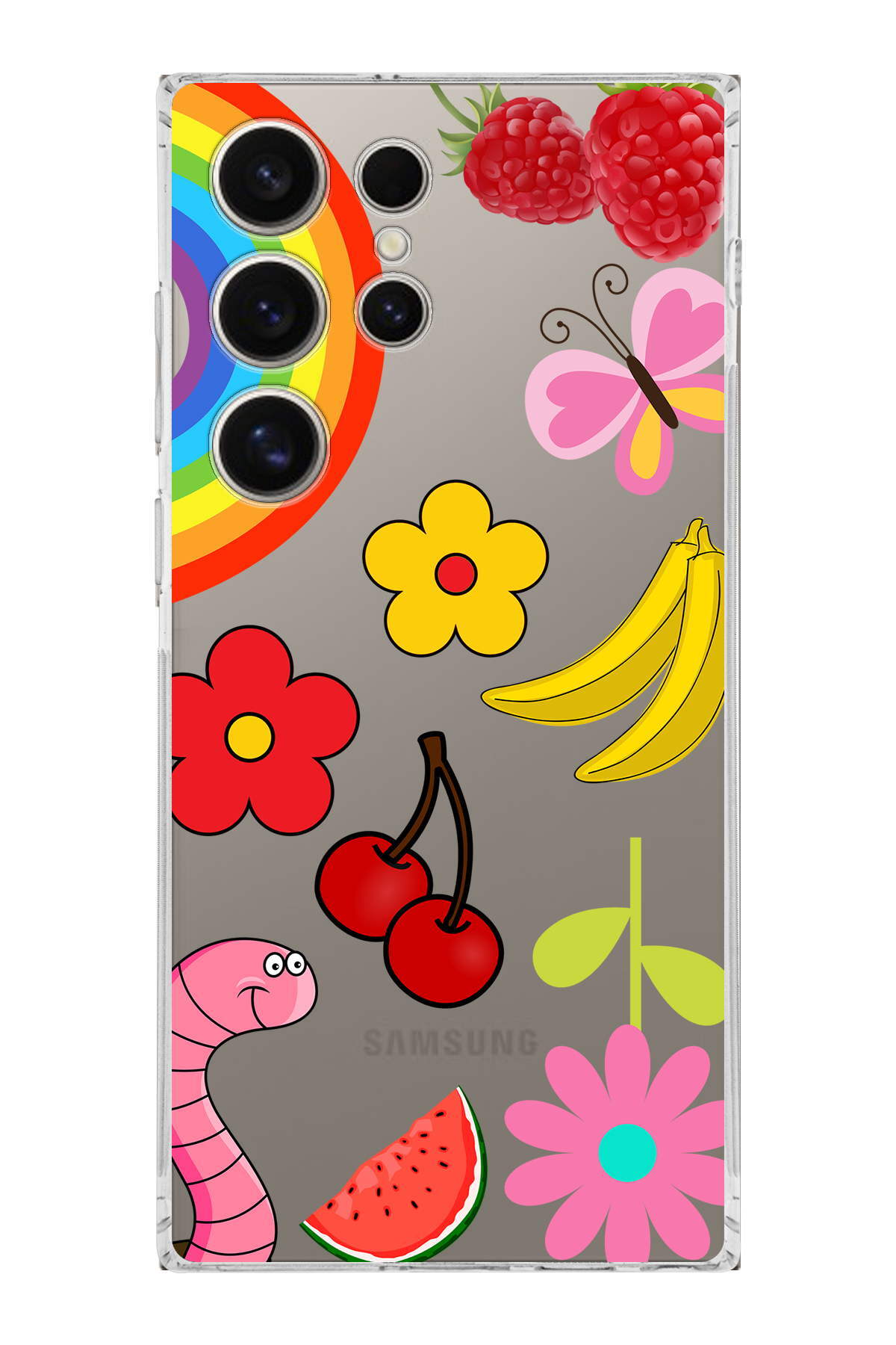 Samsung Galaxy S24 Ultra ile Uyumlu Water Color 5  Kamera Korumalı Şeffaf  Kılıf