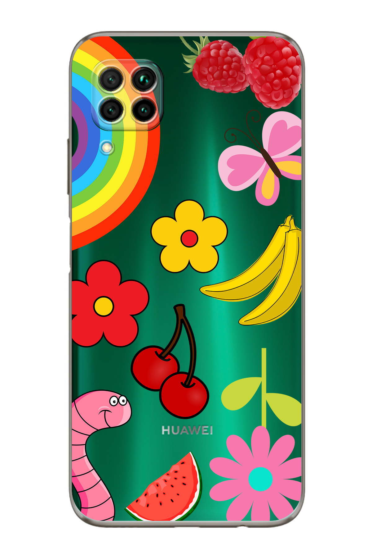 Huawei P40 Lite ile Uyumlu Water Color 5  Kamera Korumalı Şeffaf  Kılıf