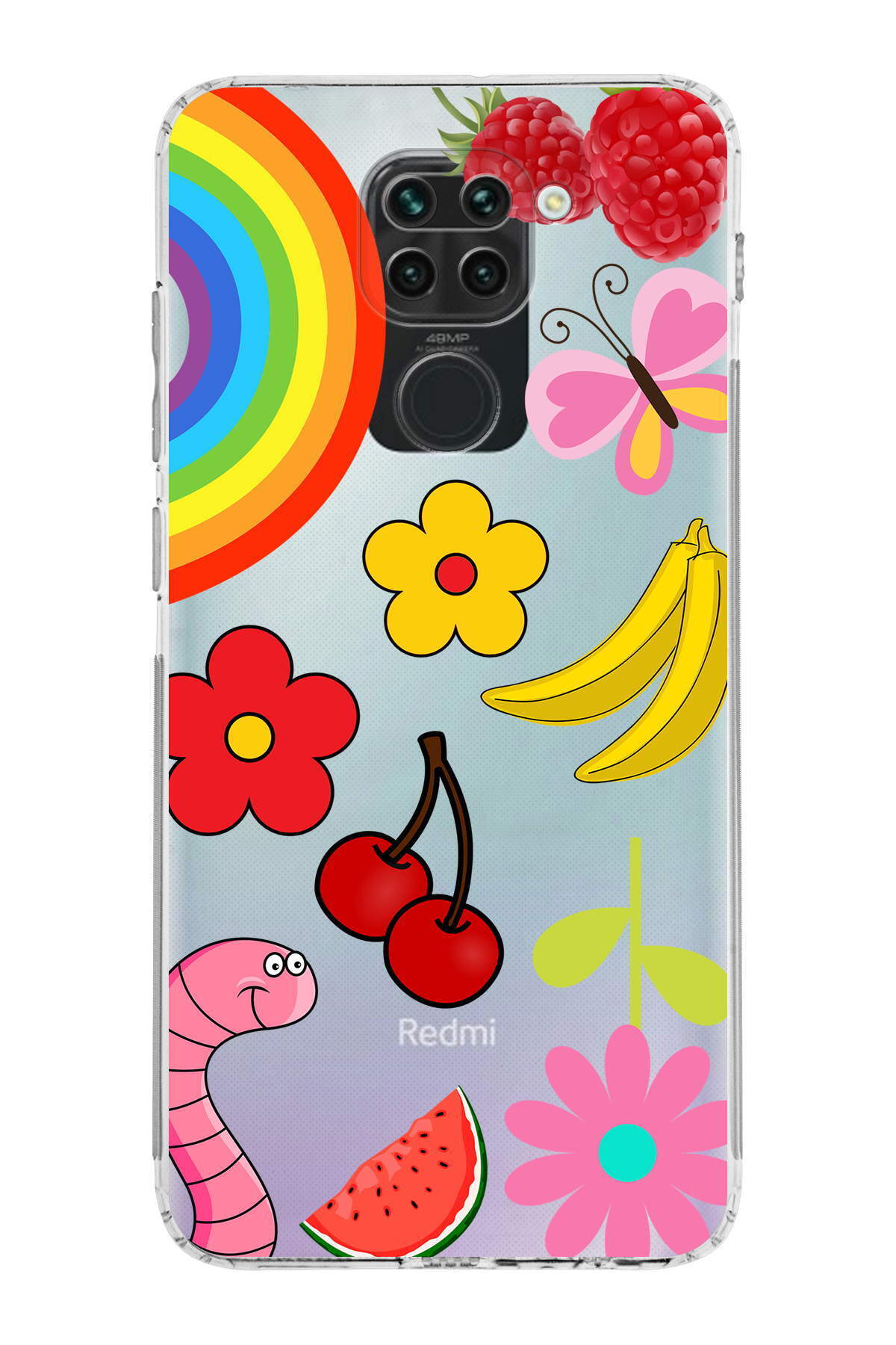 Xiaomi Redmi Note 9 ile Uyumlu Water Color 5  Kamera Korumalı Şeffaf  Kılıf