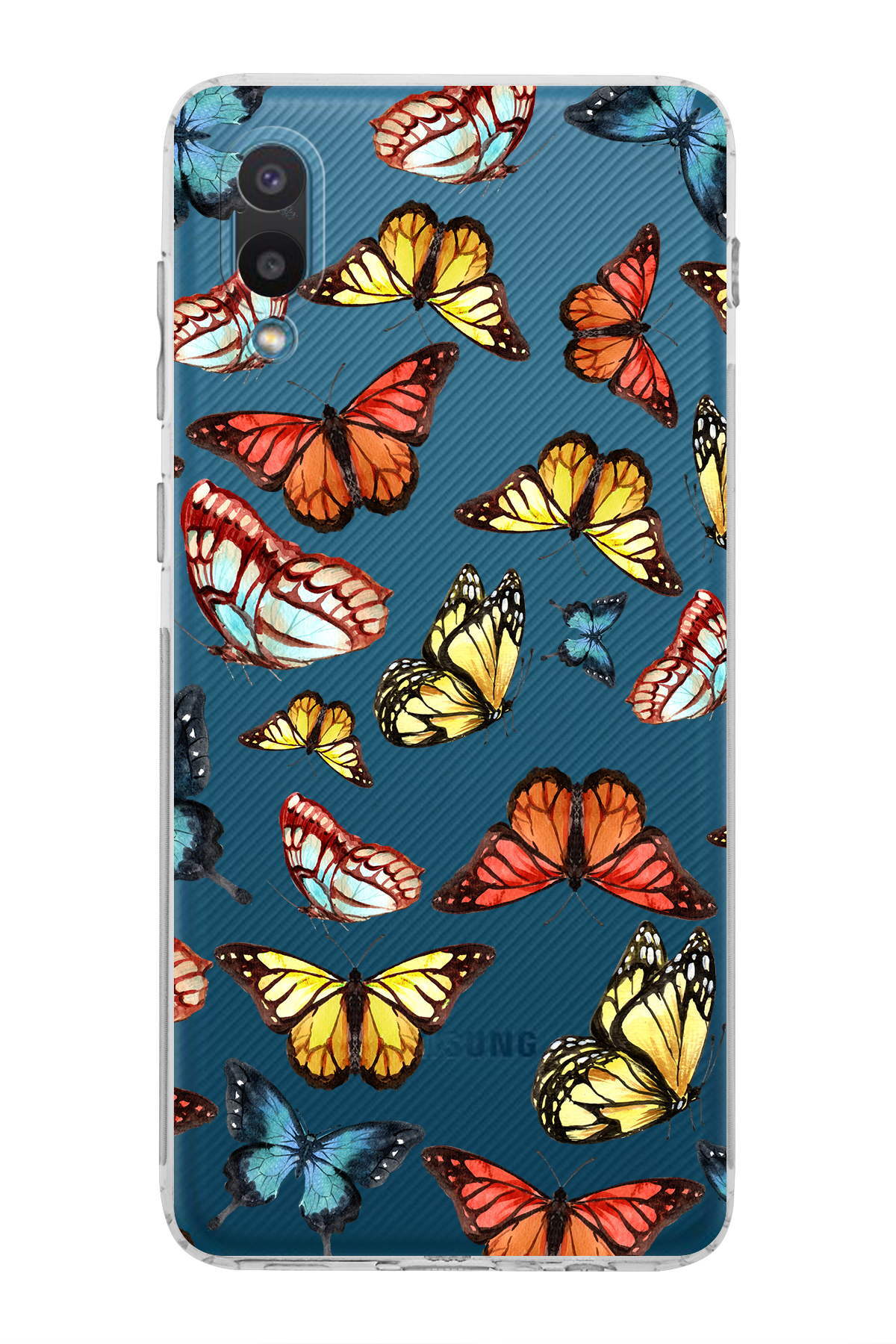 Samsung Galaxy A02 ile Uyumlu Water Color 2  Kamera Korumalı Şeffaf  Kılıf