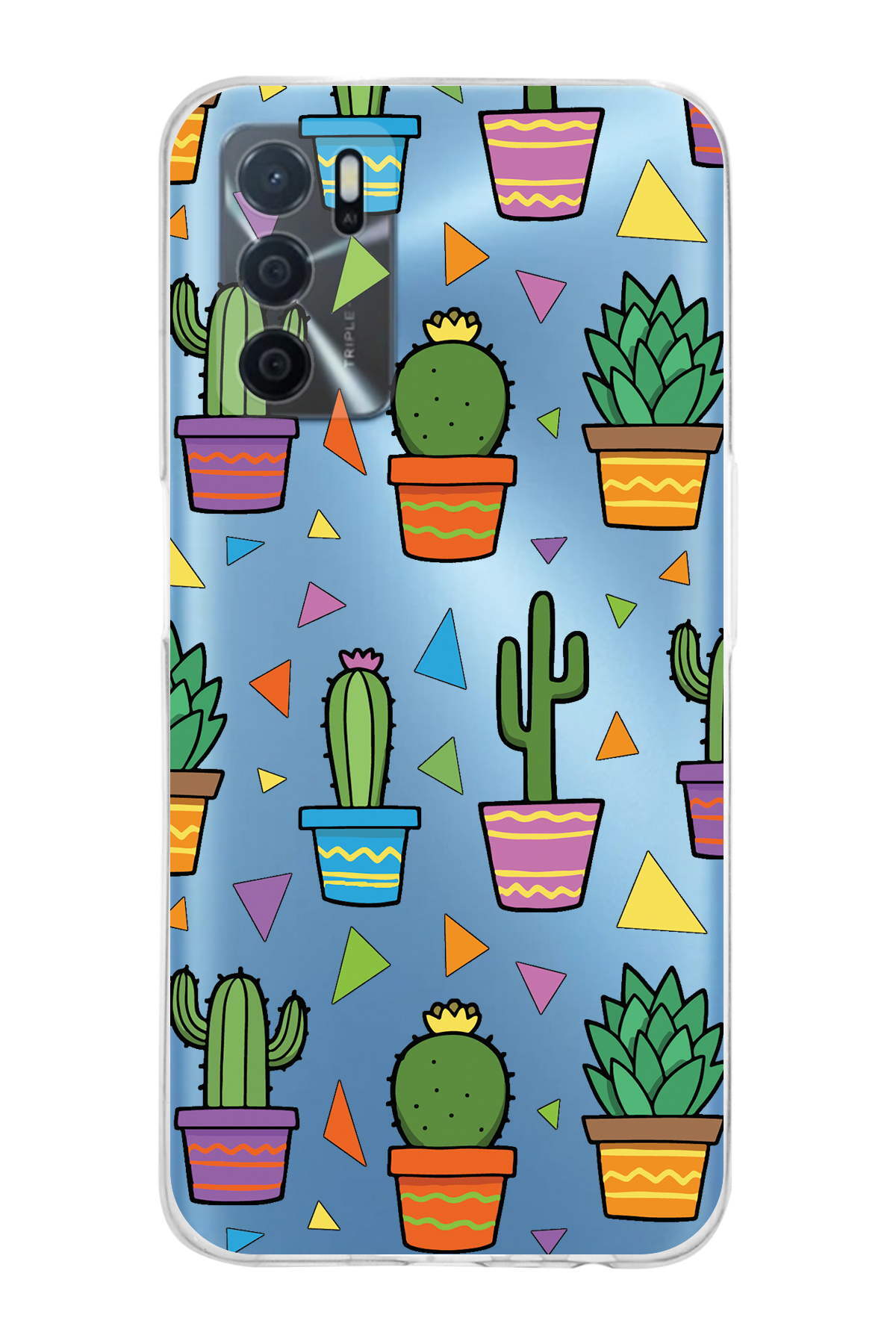 Oppo A16 ile Uyumlu Water Color 4  Kamera Korumalı Şeffaf  Kılıf