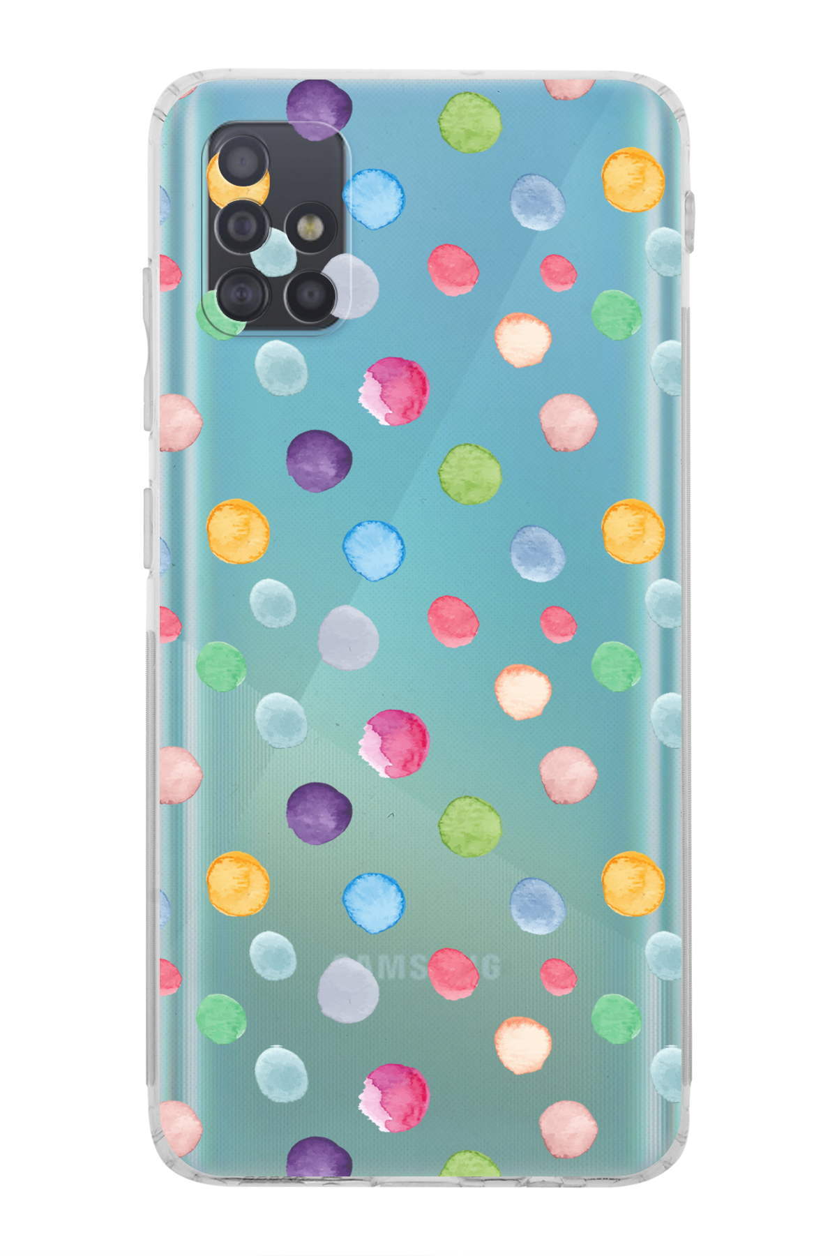 Samsung Galaxy A51 ile Uyumlu Water Color 6  Kamera Korumalı Şeffaf  Kılıf