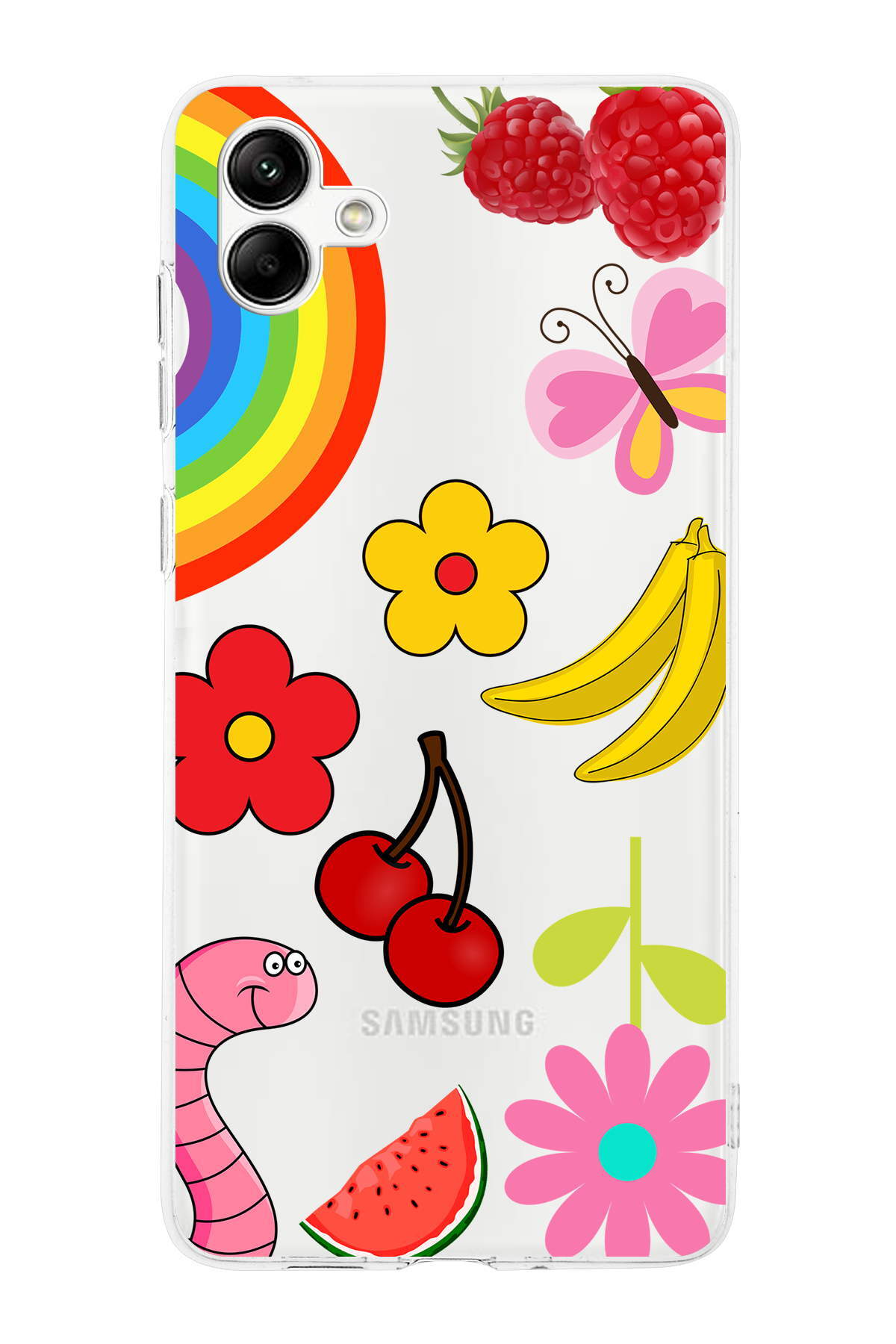 Samsung Galaxy A04 ile Uyumlu Water Color 5  Kamera Korumalı Şeffaf  Kılıf