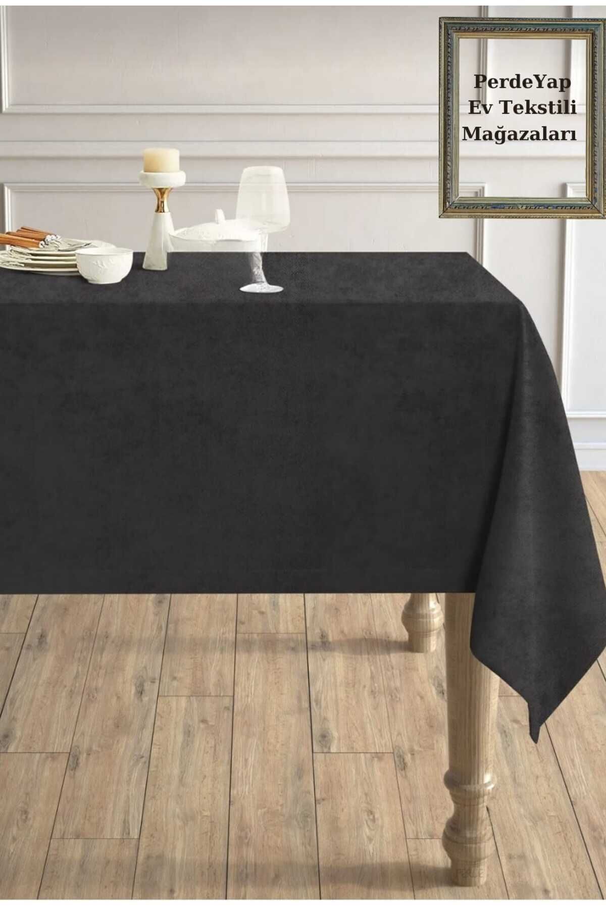 PerdeYap1980 Velvet Textured Dark Grey Tablecloth 30-Dark Grey