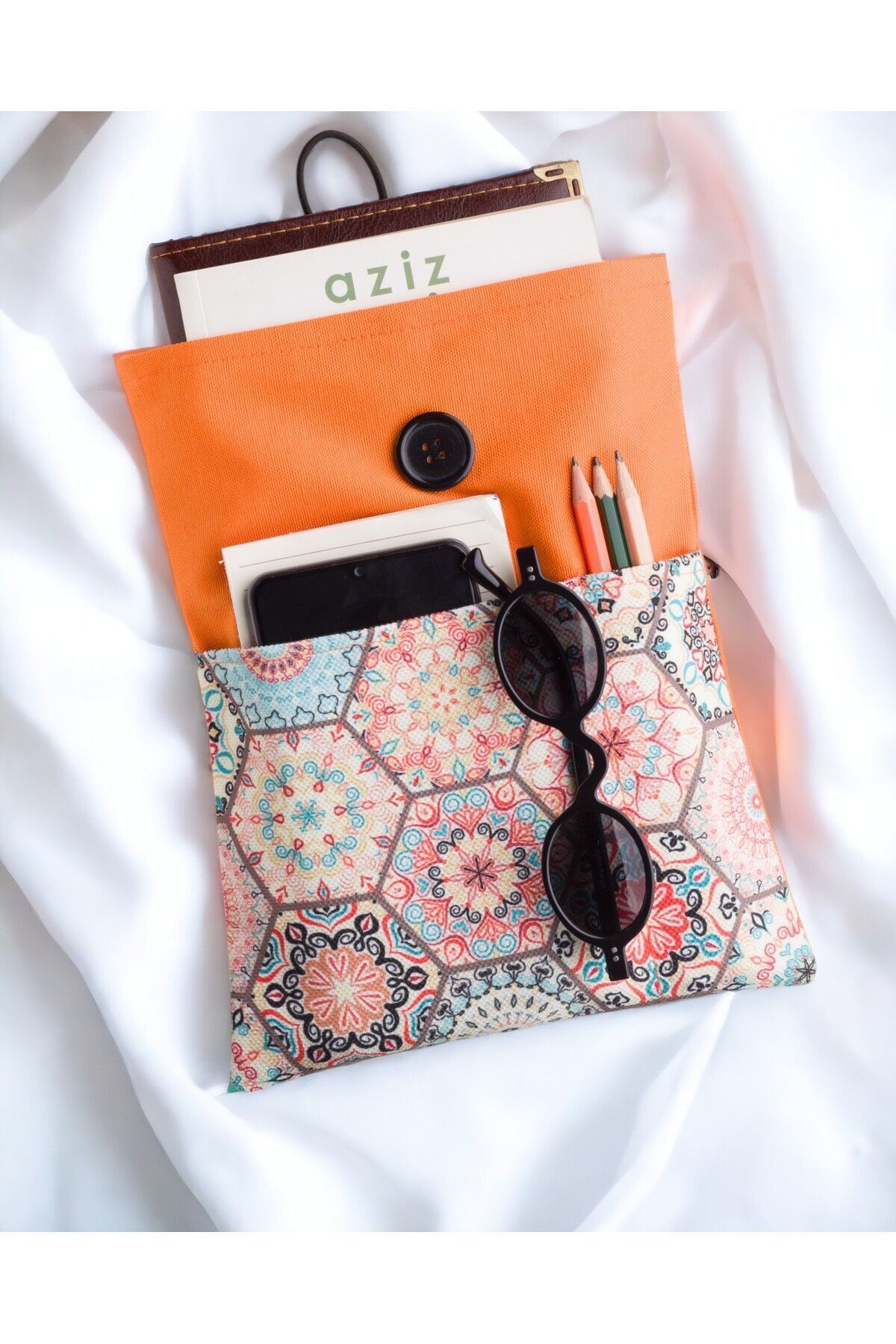 MABUDE Cepli Kitap Kılıfı Fabric Book Cover Kitap Koruma Organizer Kitap Ve Tablet Çantası MCK0100