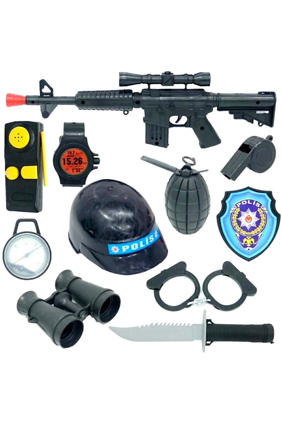 Oyuncak Kasklı Polis Set Erkek Cocuk Oyuncak Polis Seti