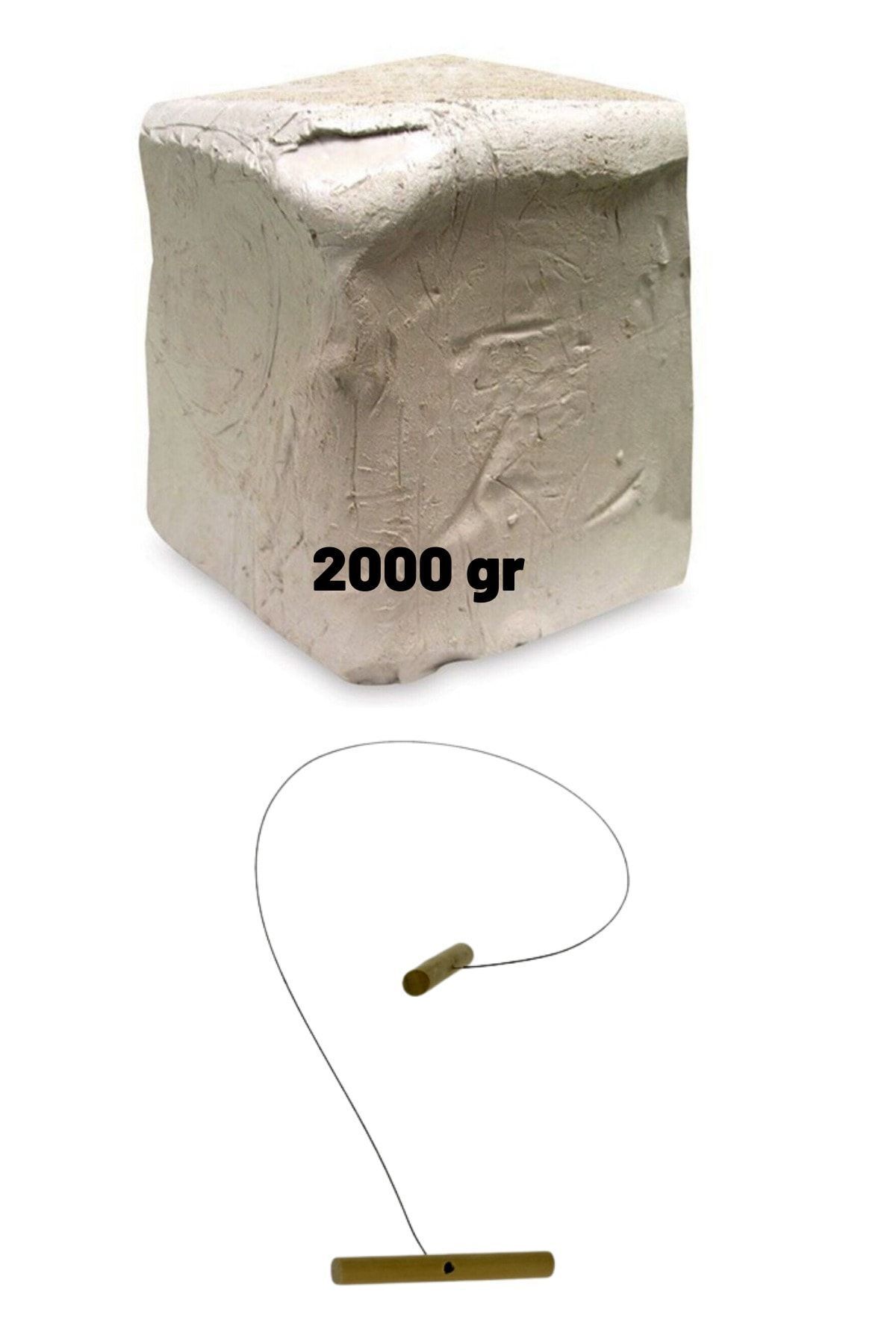 Seramik Hamuru 2 Kg - Beyaz Kil Çamuru - Kesme Teli-ipi - Oyun Hamuru 2000 gr