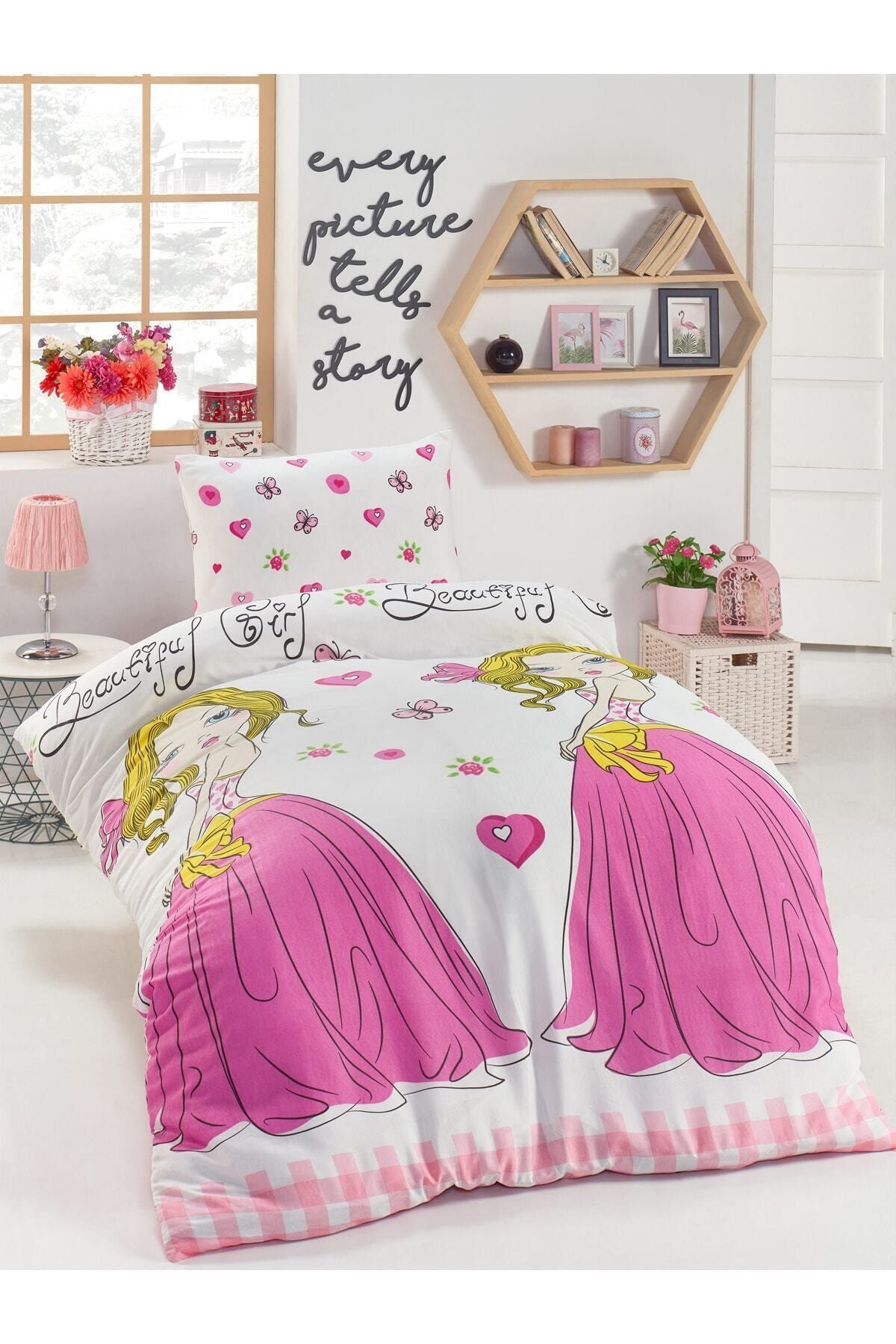 Enlora Home Junior Nevresim Seti Tek Kişilik Beatiful Girl Beyaz fotoğrafı 3 (önizleme)