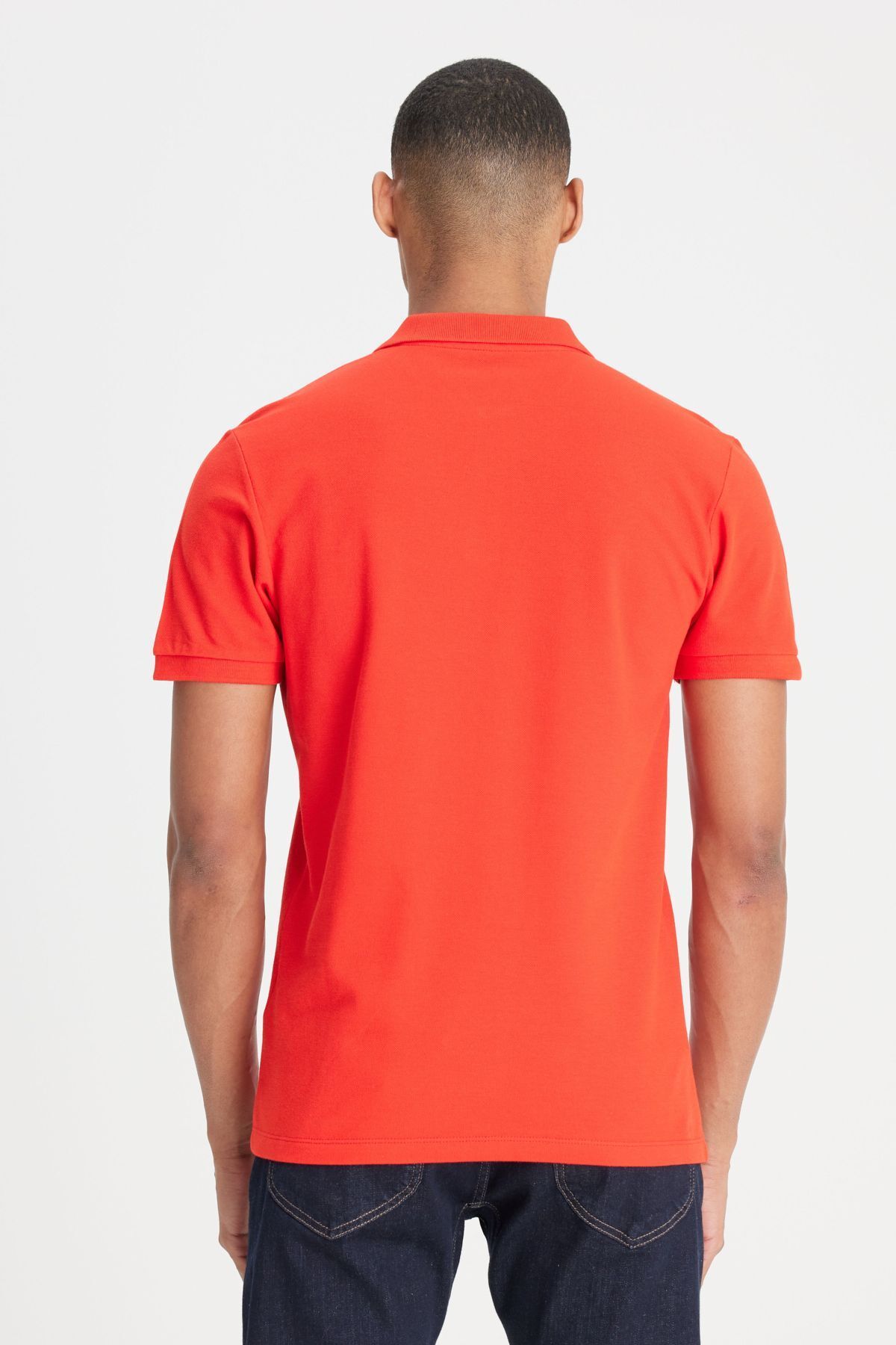 تی شرت یقه پولو نارنجی مردانه به طور منظم مناسب طبیعی برش 100 ٪ پنبه چوگان یاکا T shirt Lee
