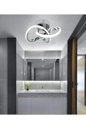 Buiva Modern Avize Tavana Sıfır Plafonyer 6500K Buz Beyazı Led Avize Krom Göv...