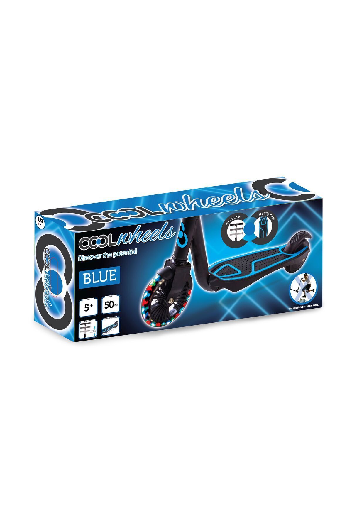 اسکوتر کودکان آبی مردانه و زنانه Wheeels Cool 2 ساله ترمز چرخ قابل تنظیم اندازه LED Furkan Toys