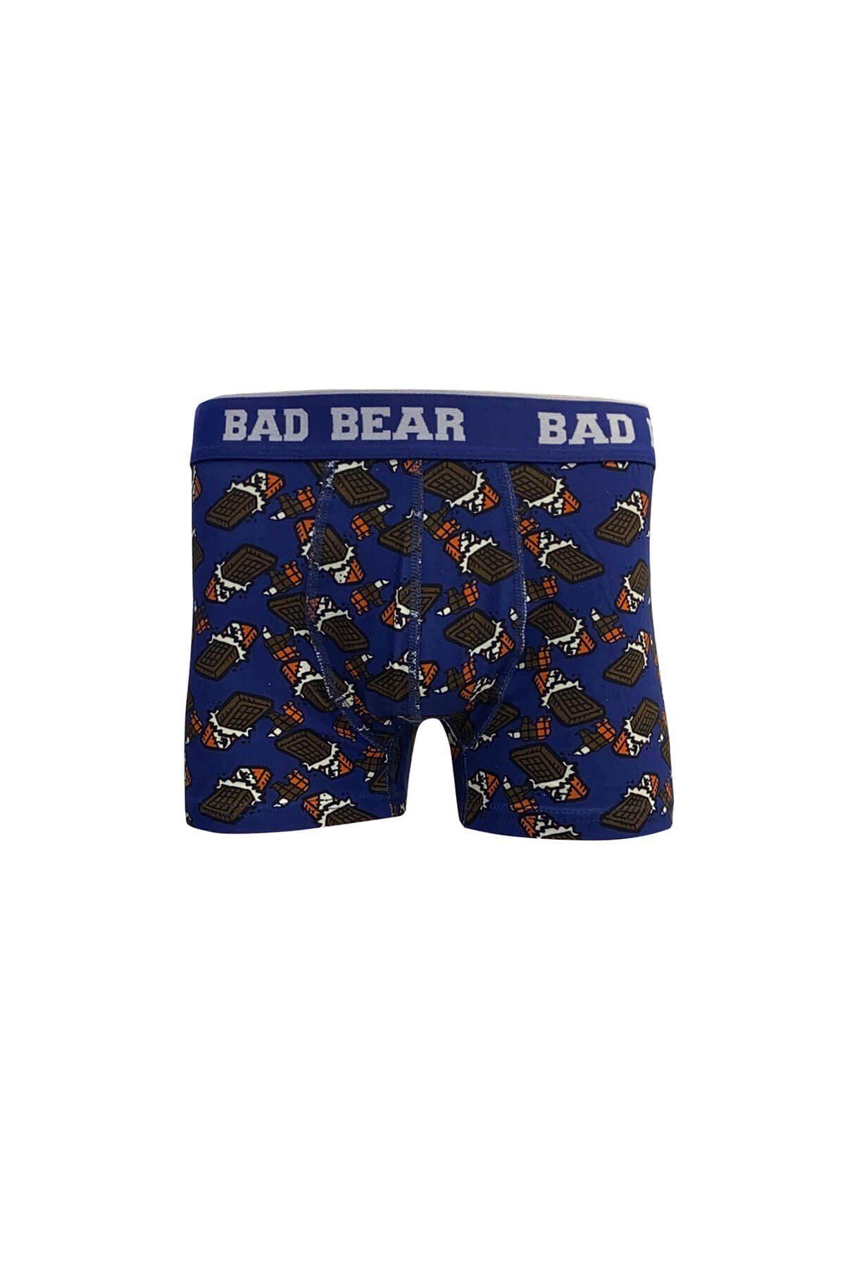 باکسر مردانه با طرح شکلاتی آبی تیره Bad Bear
