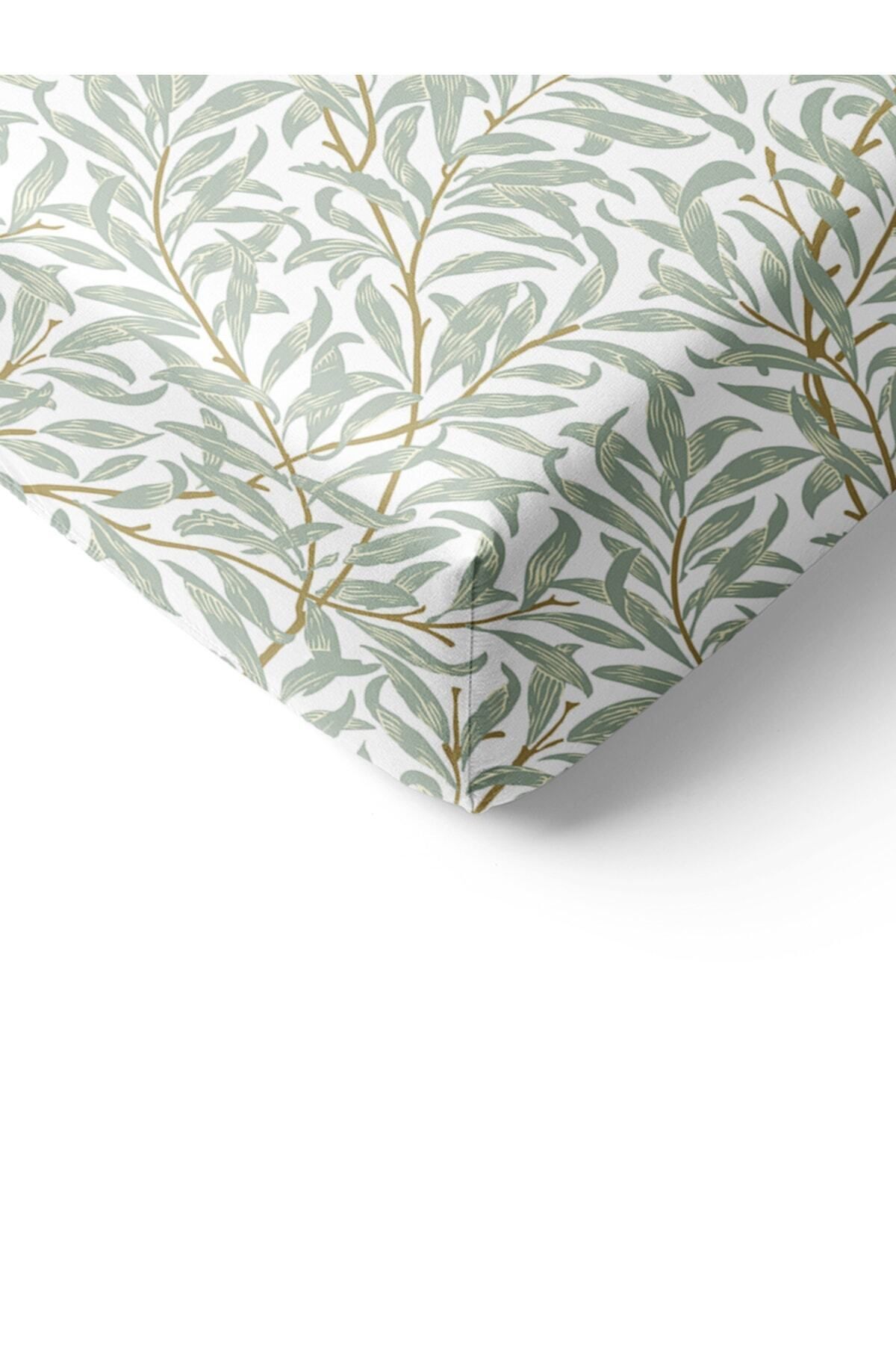 Evmila-Leaf Pattern Printed Single Elastic Sheet Set Colorful 2