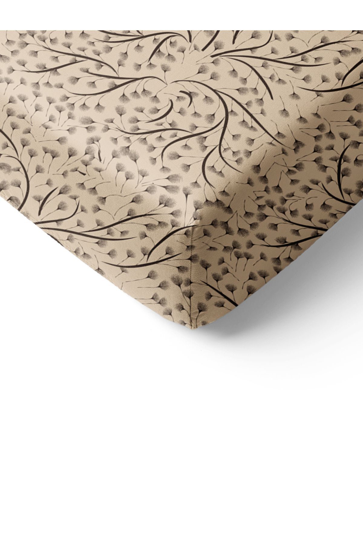 Evmila-Tree Branches Pattern Printed Double Sheet Set 160x200 Cm - Brown 2