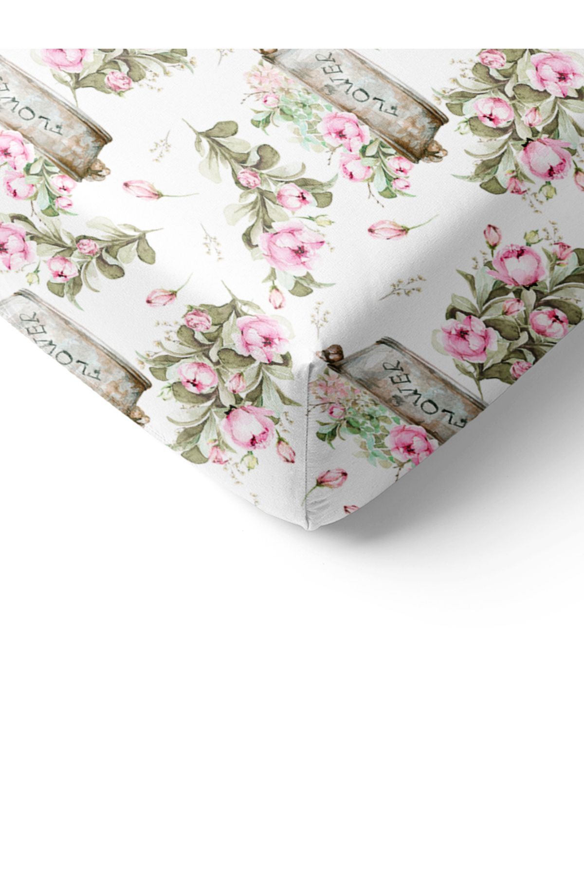 Evmila-Flower and Bicycle Patterned Printed Single Elastic Sheet Set 2