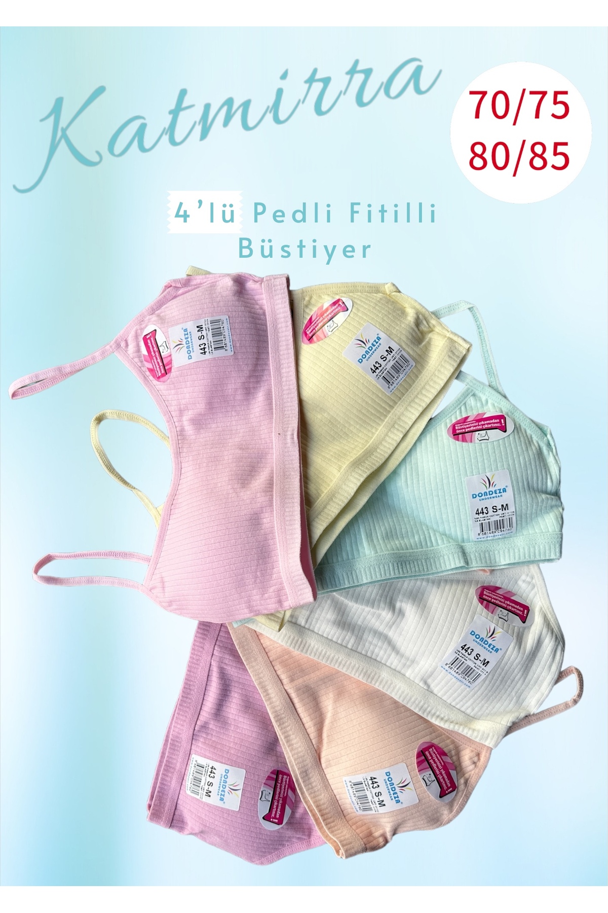 4-Piece Women's Ribbed Rope Strap Padded Bustier Exercise Bra Half Undershirt