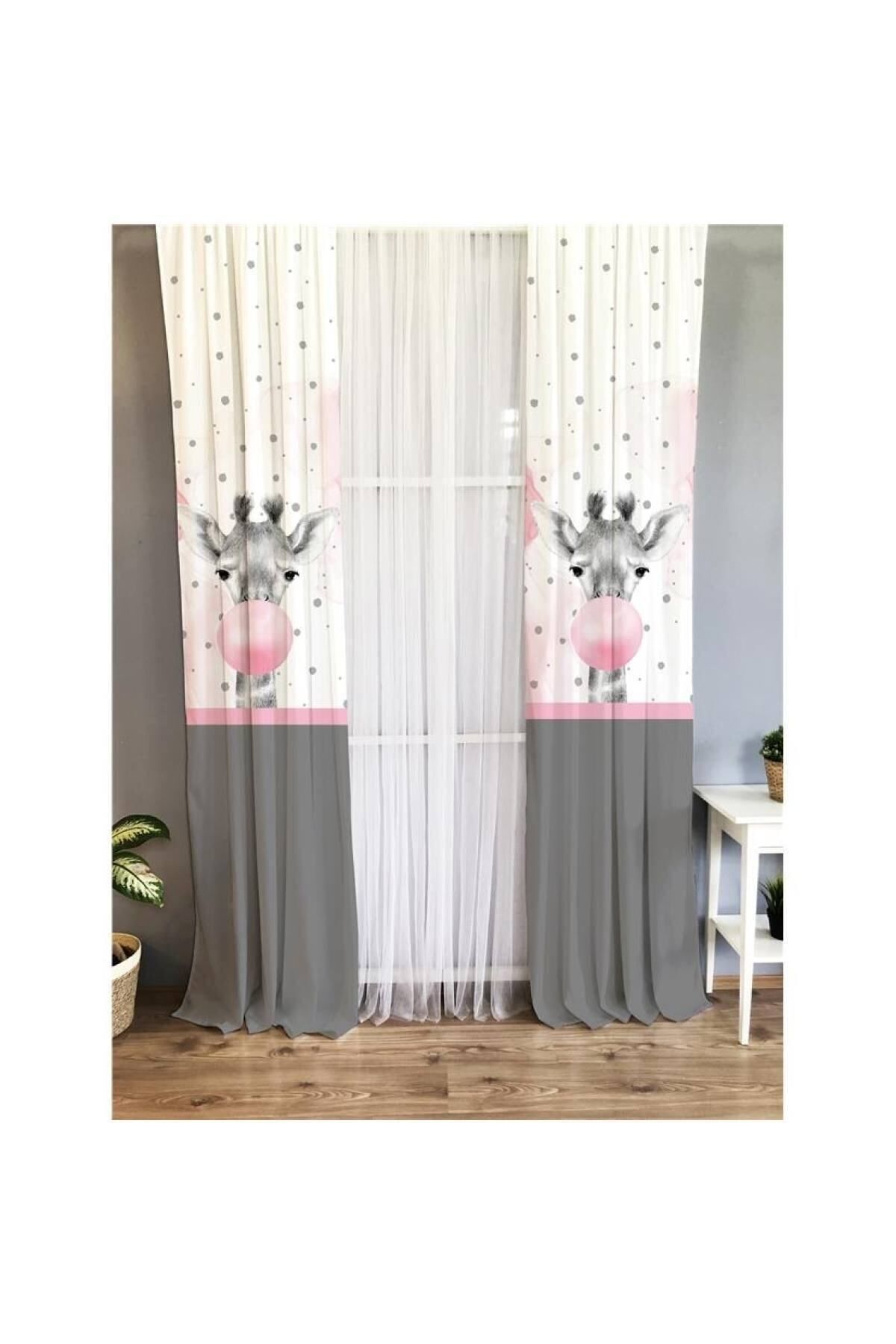 Evmila Cortina De Fundal Pentru Camera Copiilor Cu Model Girafe - 70 x 260