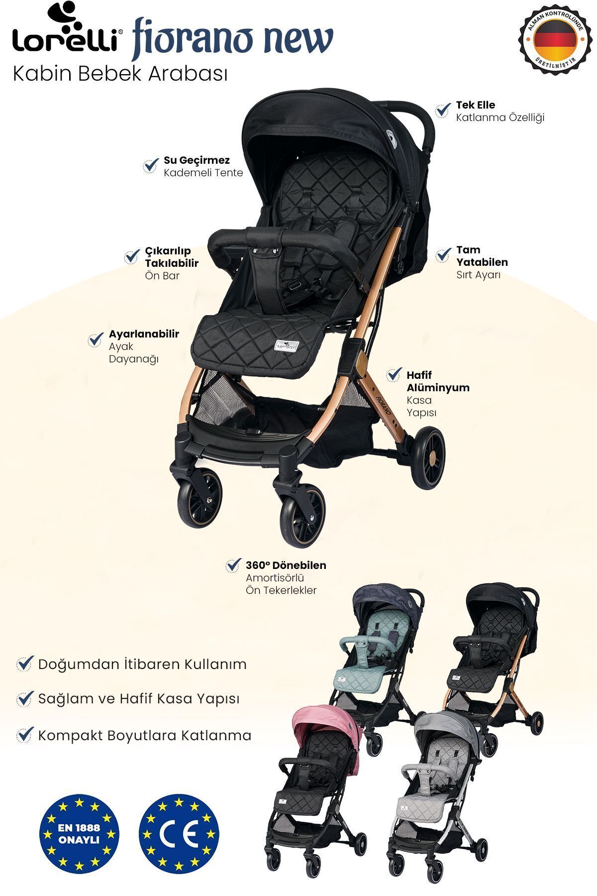 LORELLİ Lorelli Fiorano New Kabin Boy İkiz Bebek Arabası - Trooper fotoğrafı 2 (önizleme)