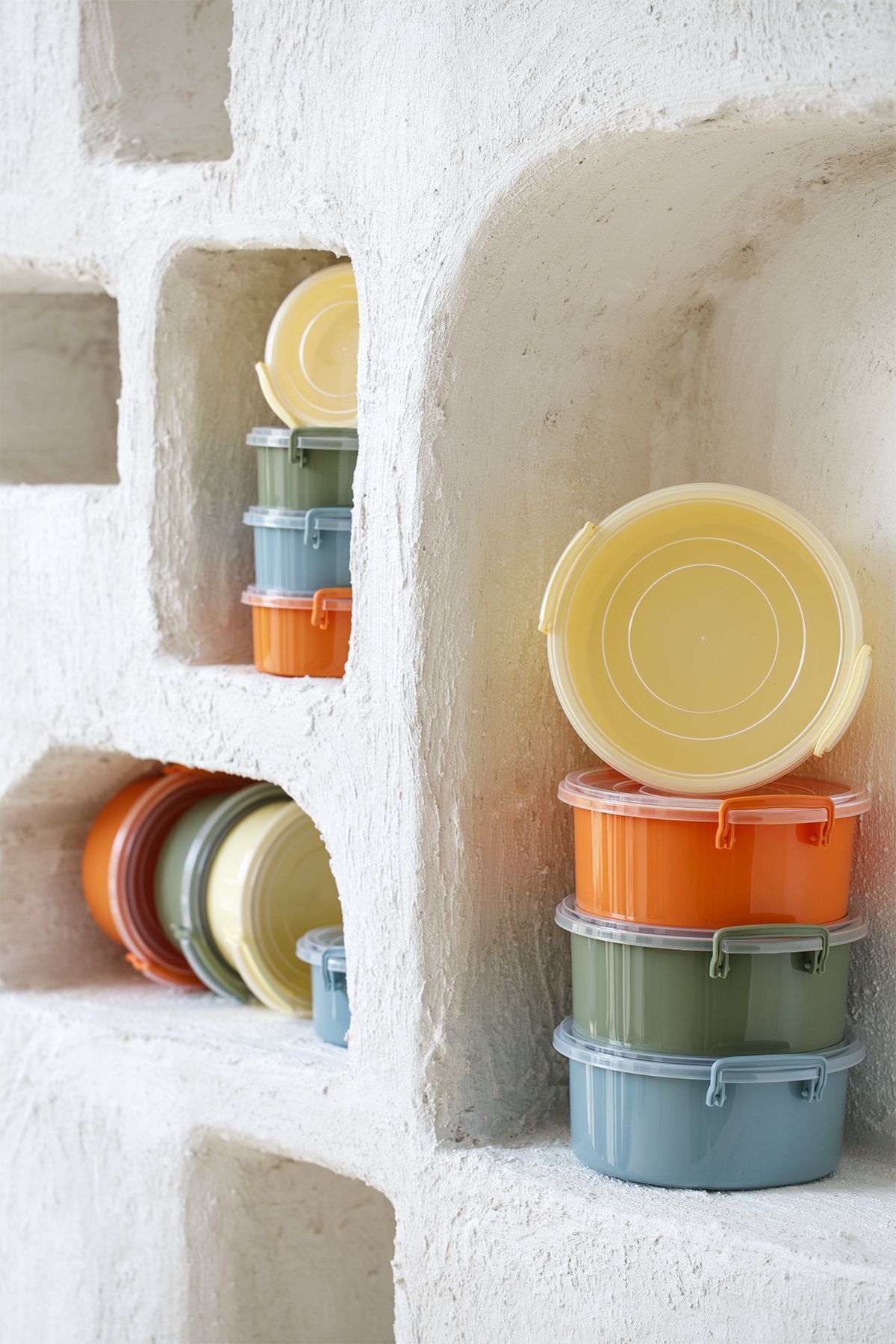 simplicity-Tidy Pastel Storage Container Set Round 12 Pieces Suitable for Deepfreeze and Microwave Use 6