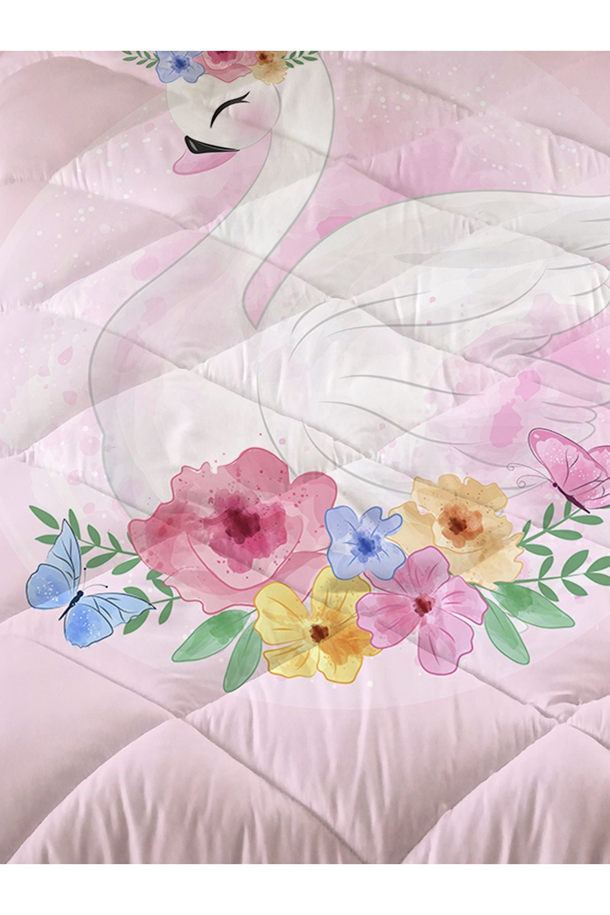 Evmila Kuğu Desenli Kapitone Yorgan,dekoratif Yatak Örtüsü fotoğrafı 2 (önizleme)