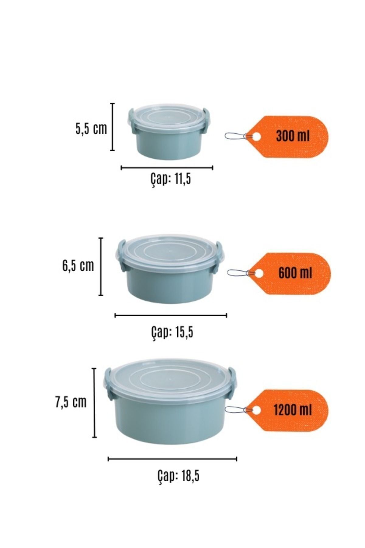 simplicity-Tidy Pastel Storage Container Set Round 12 Pieces Suitable for Deepfreeze and Microwave Use 3