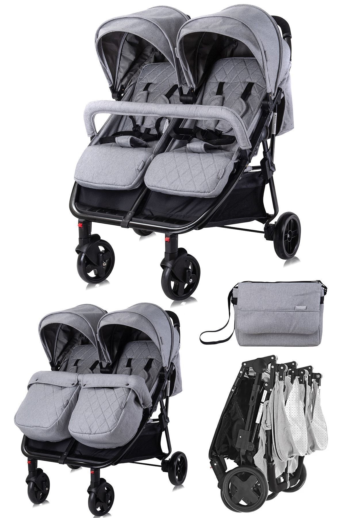 LORELLİ Duo Ikiz Bebek Arabası – Cool Grey