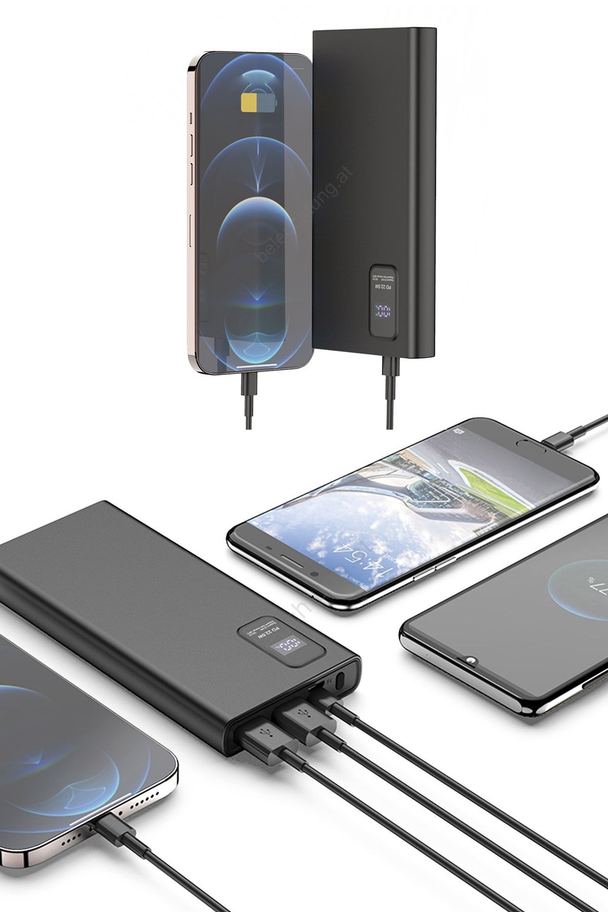 20.000 Mah Hızlı Şarj Özellikli Dijital Göstergeli Powerbank Taşınabilir Şarj Cihazı 6