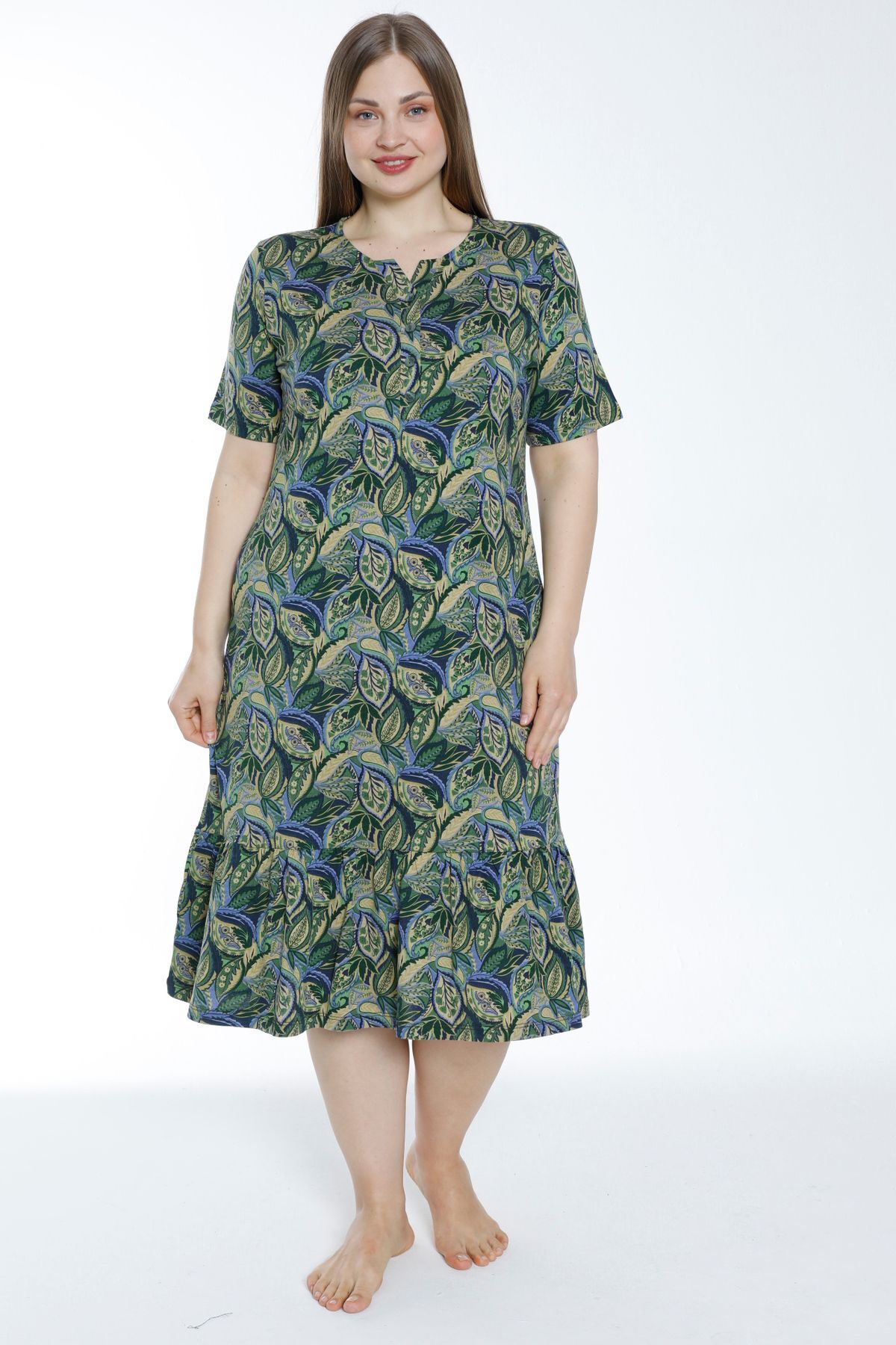 Rochie Midi Cloș cu Mâneci Lungi din Bumbac 100% main image 0