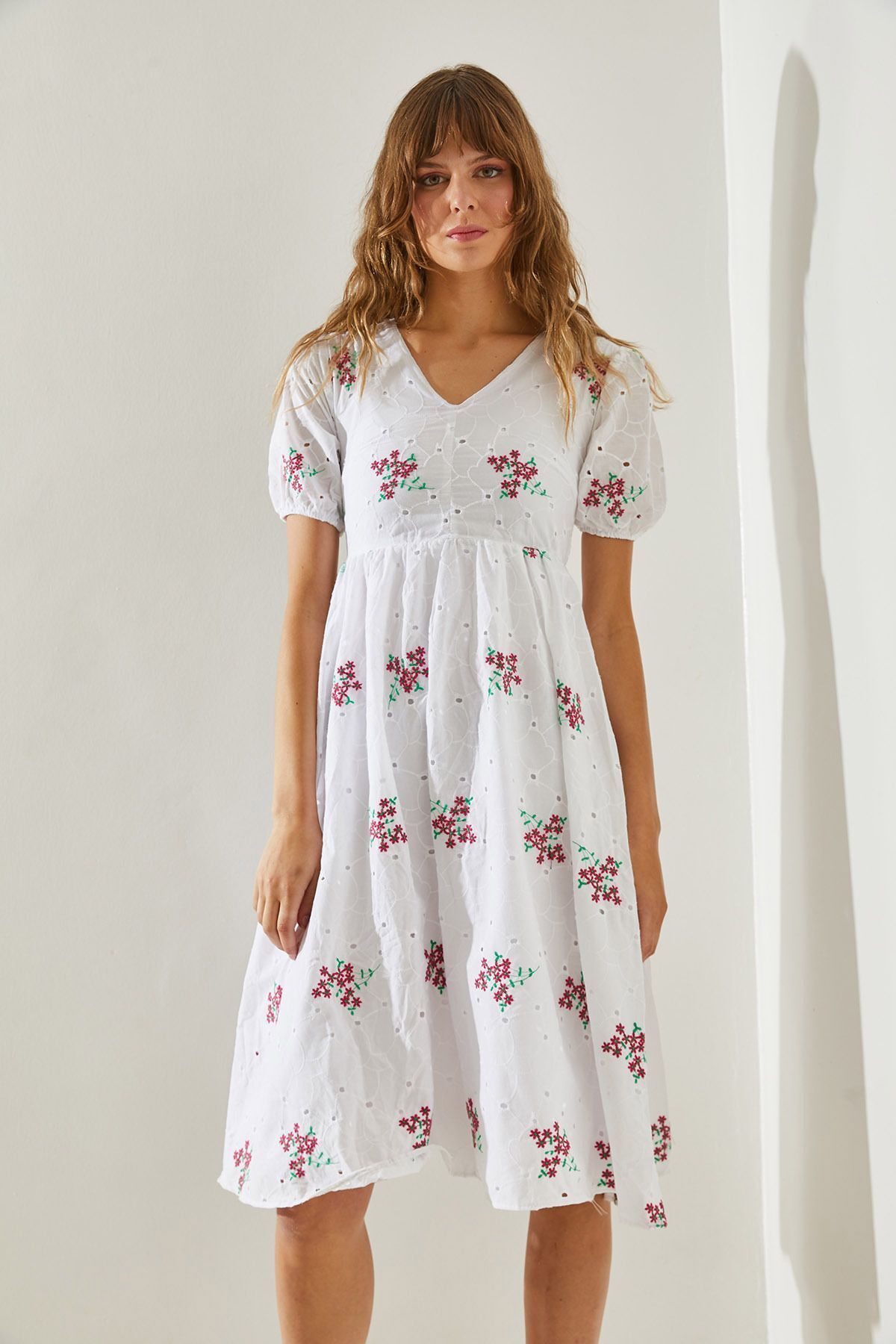 Bianco Lucci-Women's Laced Lined Short Sleeve 5863 Dress -60251421 4