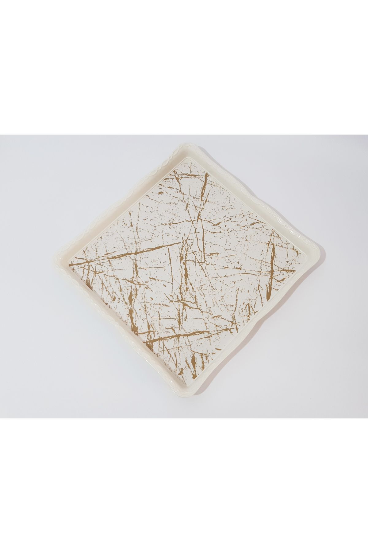 renkli çiçekler-28x28x3 CM Square Patterned Tea Tray - Presentation Tray 4