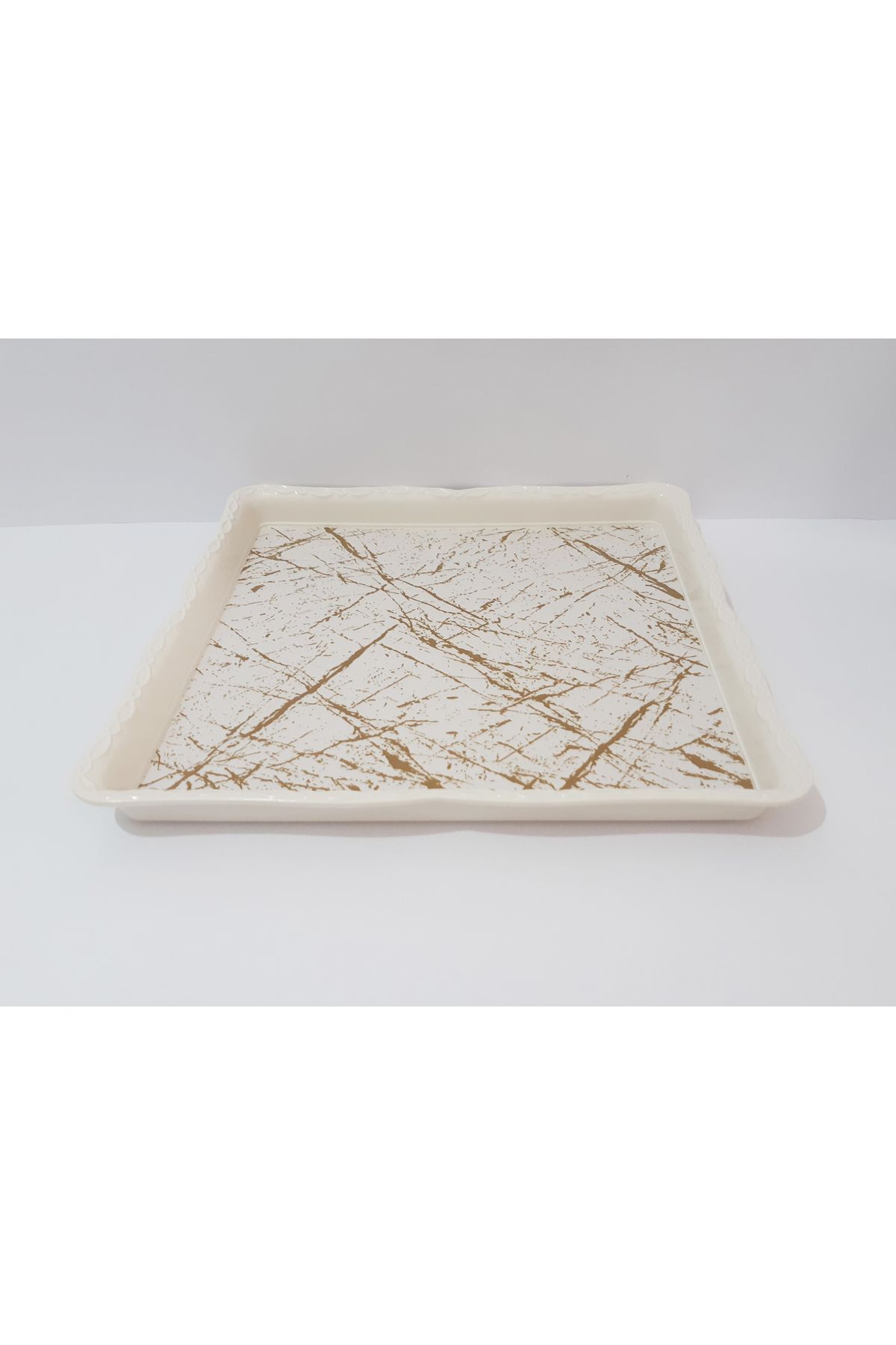 renkli çiçekler-28x28x3 CM Square Patterned Tea Tray - Presentation Tray 3